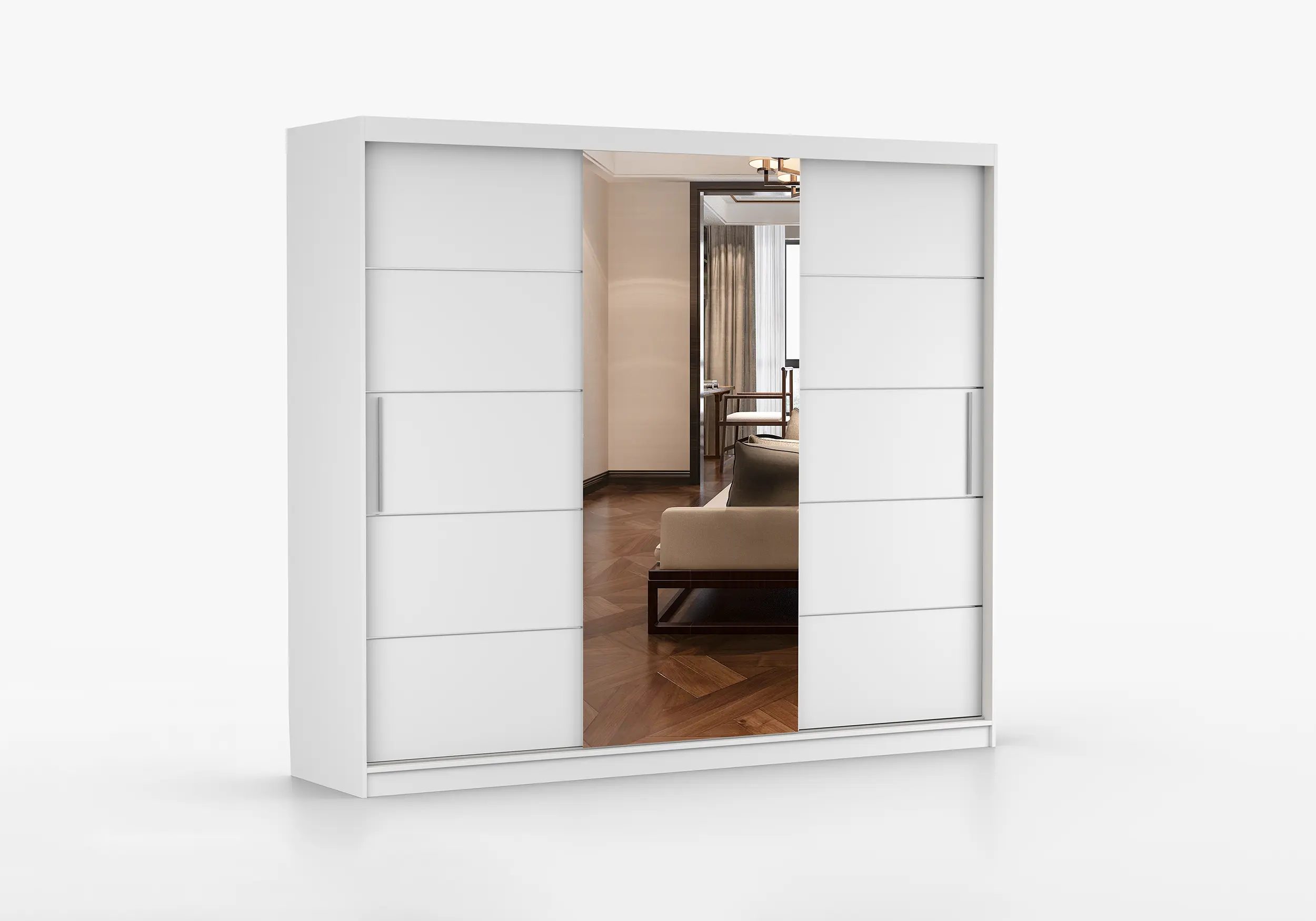 imoebel24 Schwebetürenschrank ALBA I 250 cm - Weiss Matt / Weiss Matt günstig online kaufen