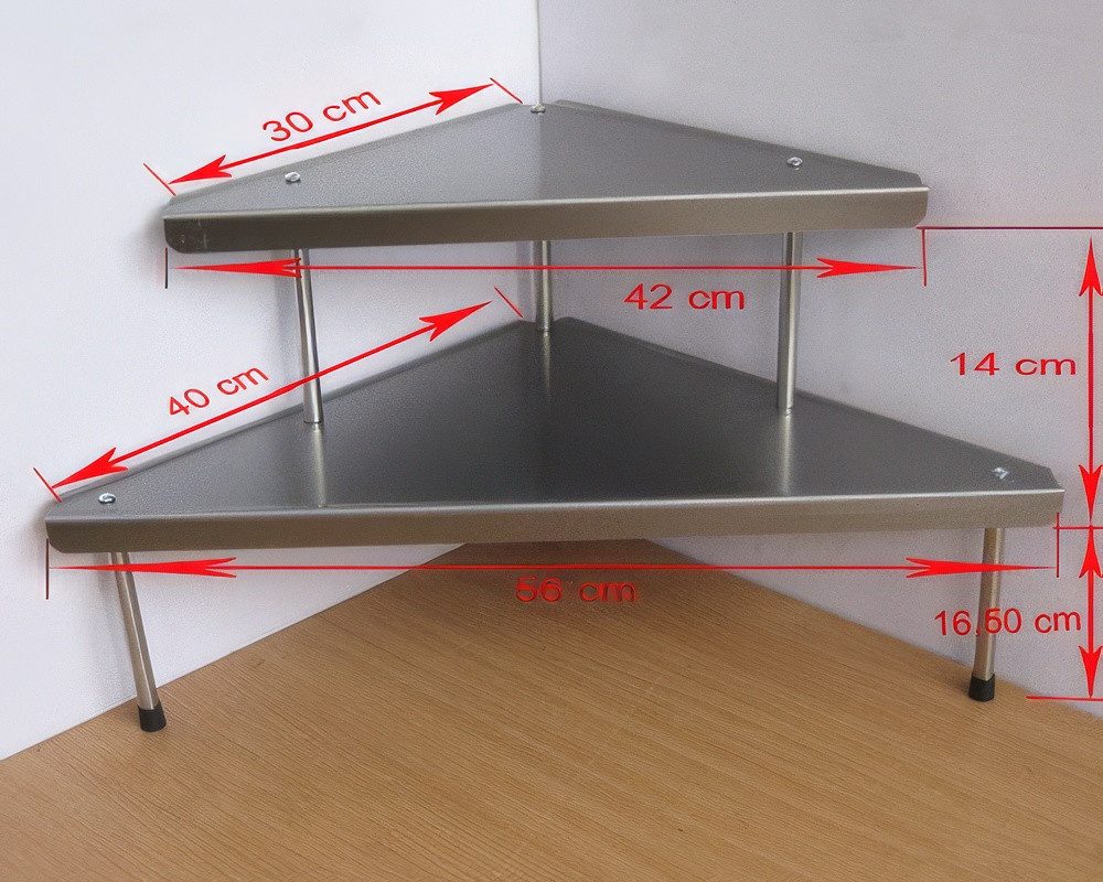Yudu Eckregal Küchenregal dreieckig 2 Ebenen Edelstahl günstig online kaufen