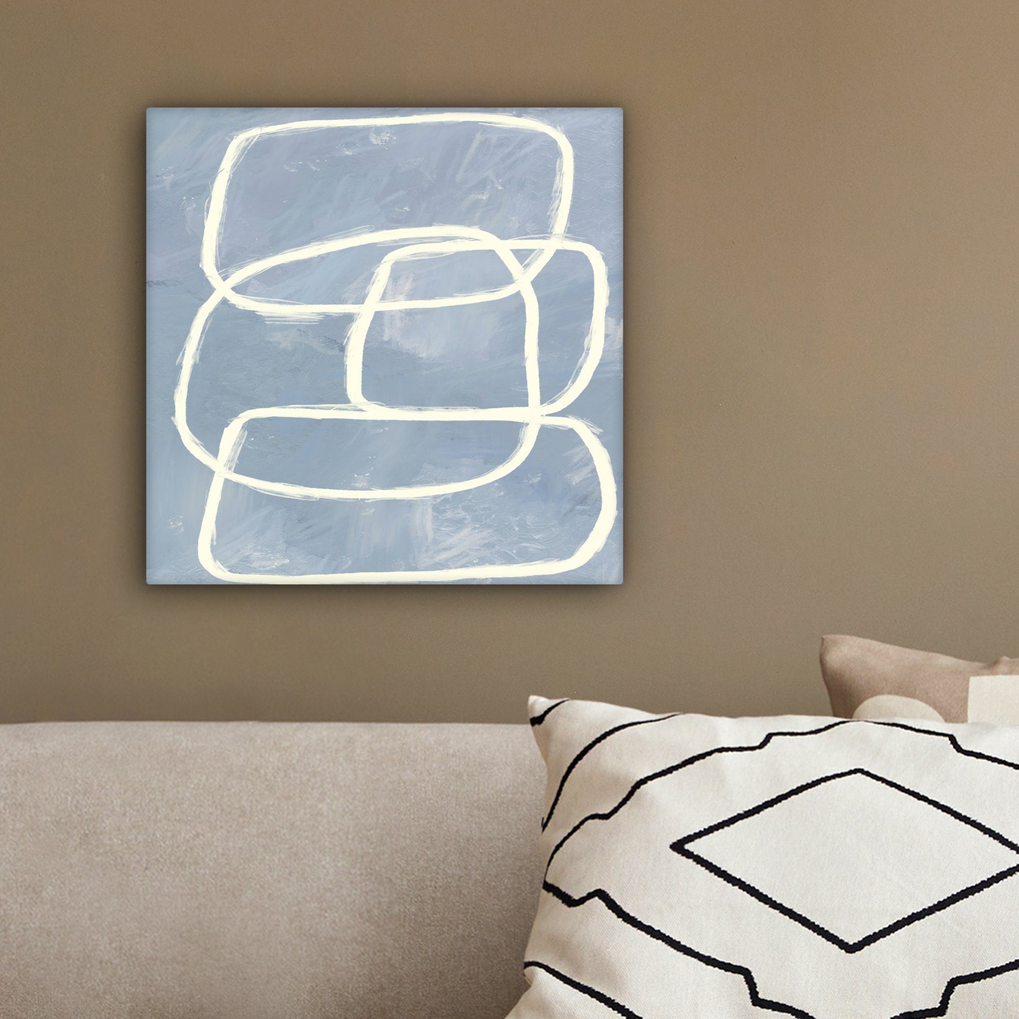 OneMillionCanvasses® Leinwandbild St), für Abstrakt Wohnzimmer Leinwand Schlafzimmer, Blau Bilder 20x20 Kunst, (1 cm - 