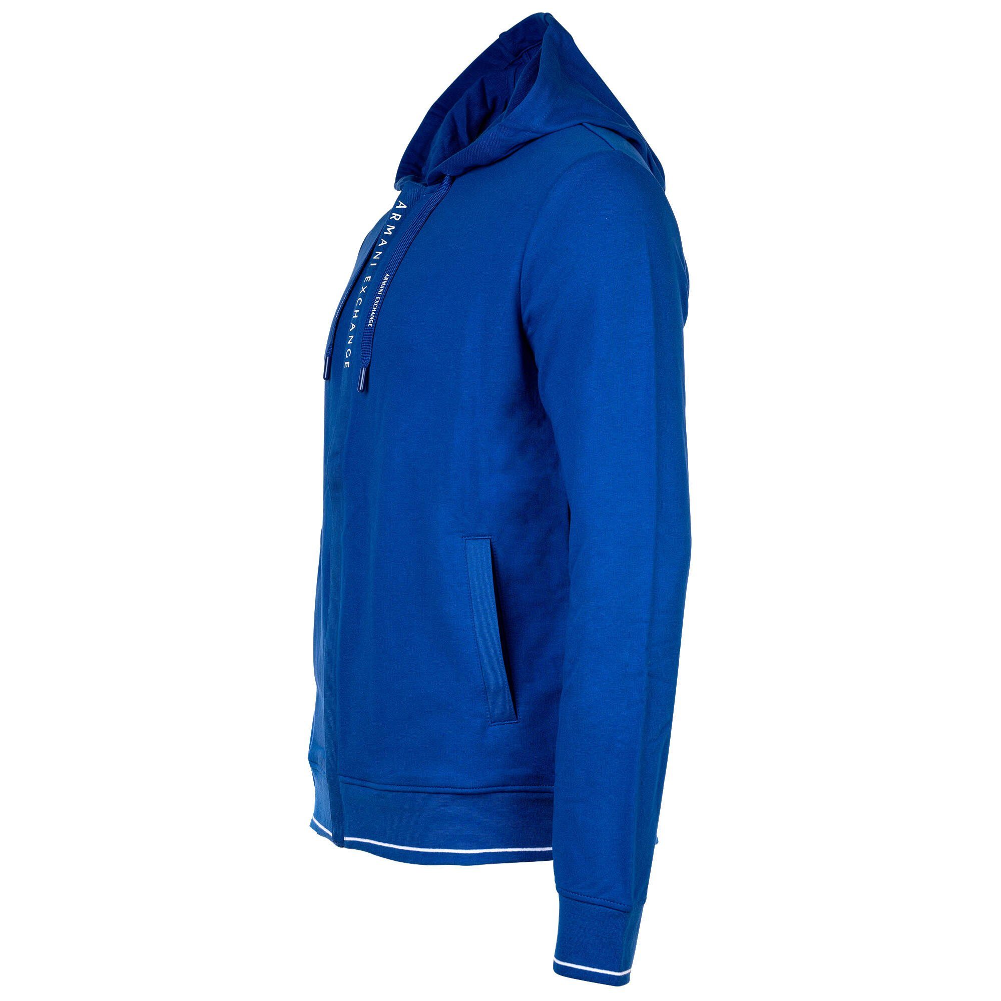 Sweatshirt Baumwolle, ARMANI Jacke Blau Sweatshirtjacke, - Logo EXCHANGE Herren