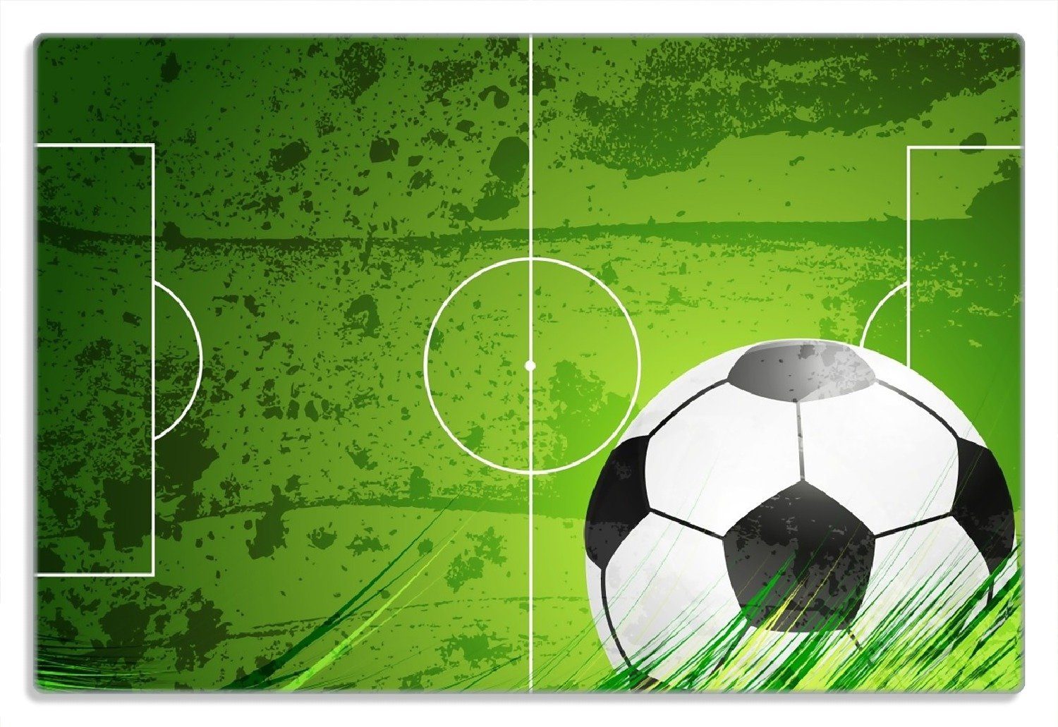 20x30cm Frühstücksbrett rutschfester Ball, 4mm, grün Gummifüße klassisch Fußball-Feld (inkl. 1-St), mit Wallario