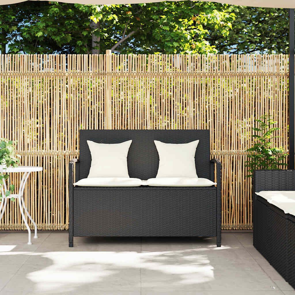 vidaXL Gartenbank Gartenbank mit Stauraum und Kissen Schwarz Poly Rattan (1-St)