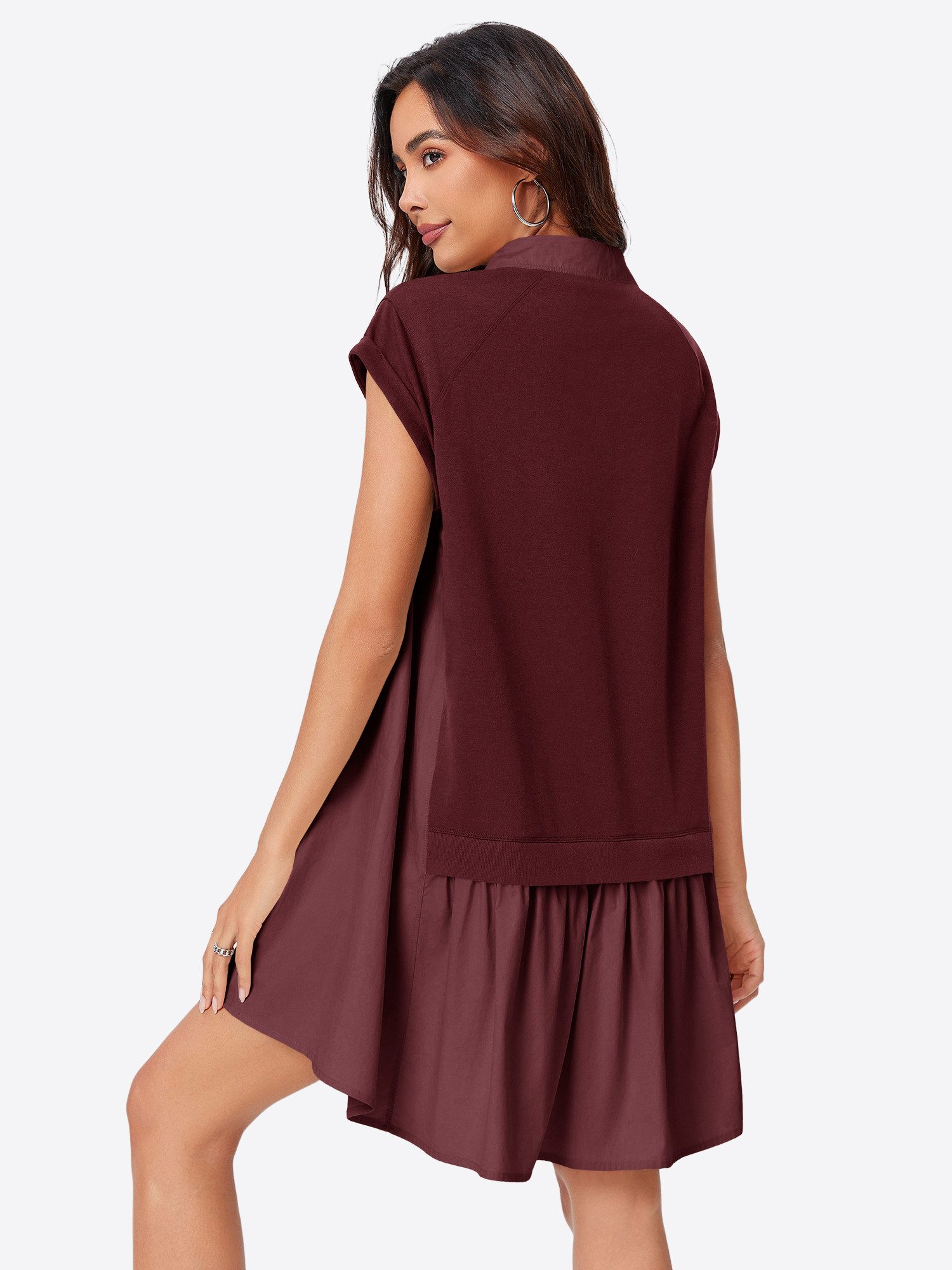 Imily Bela Sweatkleid Damen Freizeit Minikleid (Packung, 1-tlg., 1per-Pack) V-Ausschnitt