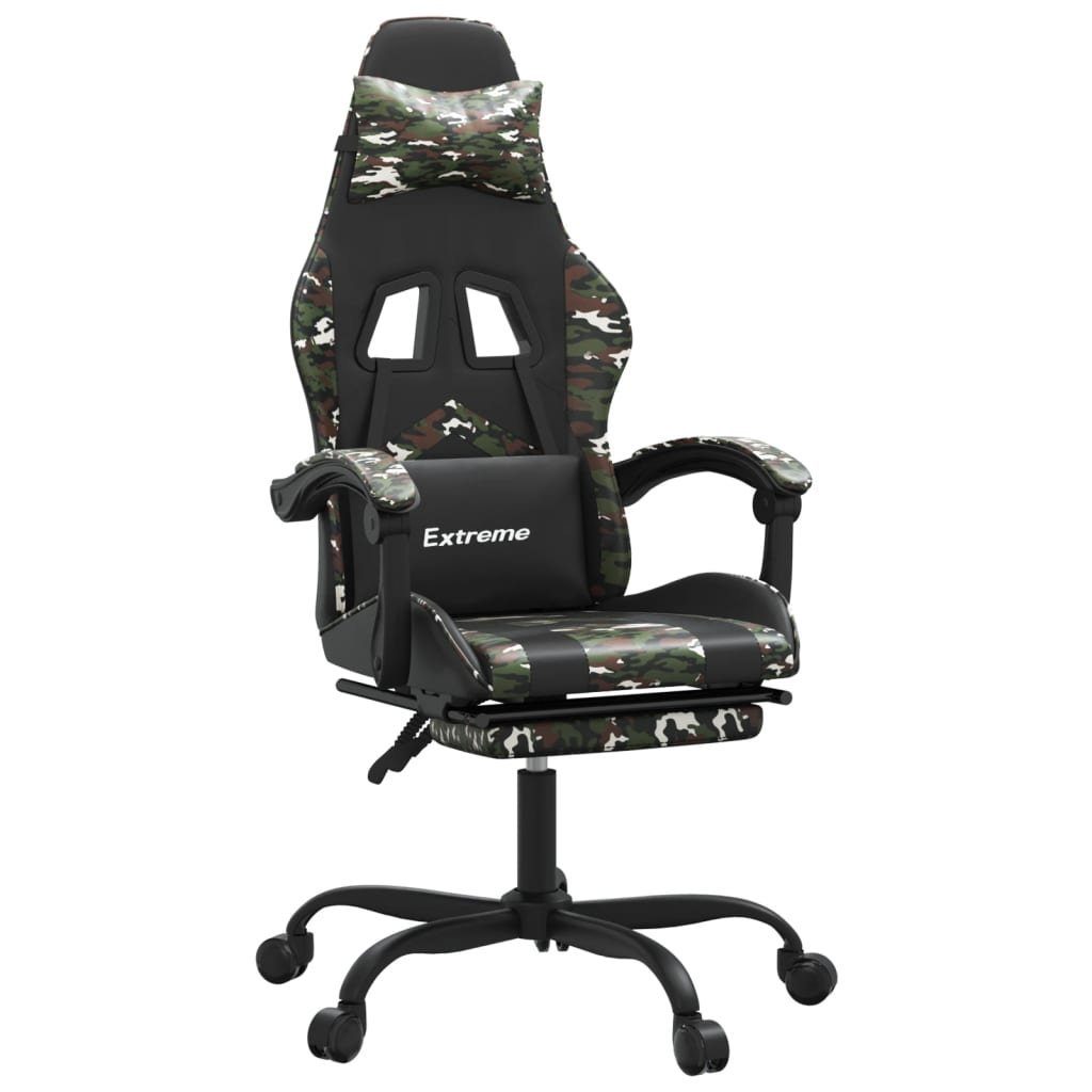 vidaXL Gaming-Stuhl Gamingstuhl mit Fußstütze Drehbar Schwarz Tarnfarben Kunstleder (1 St)