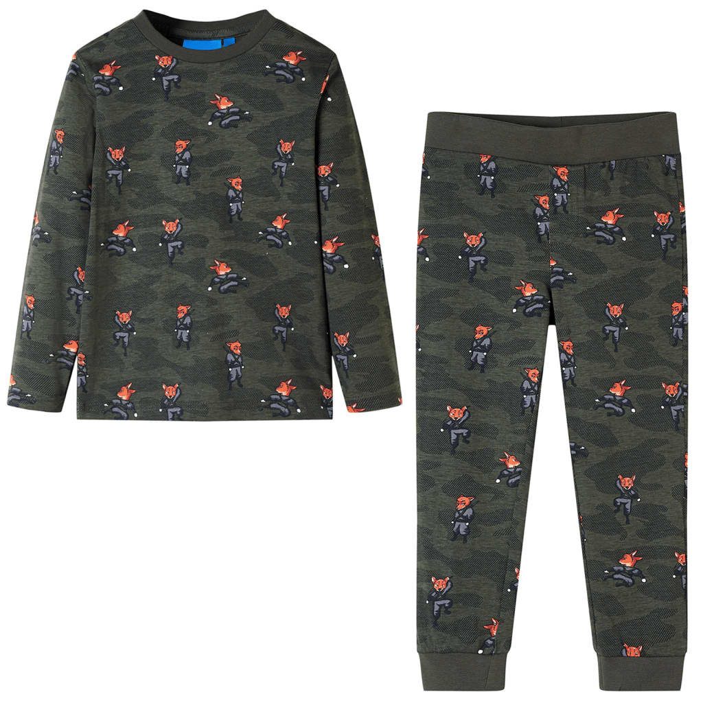 Pyjama Kinderpyjama mit Langen Ärmeln Khaki 116