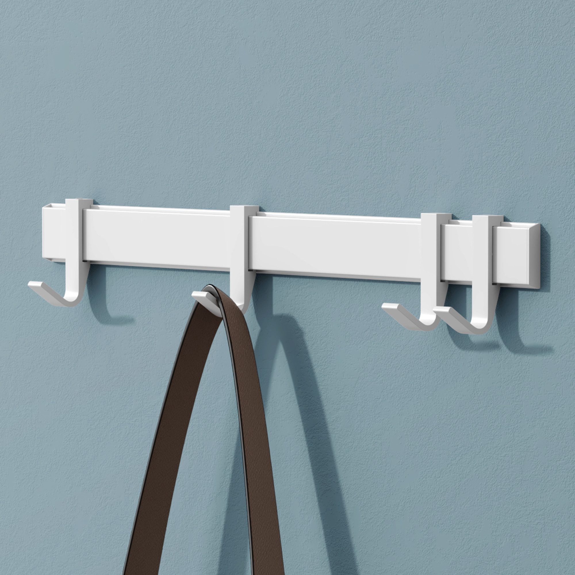 Mai & Mai Wandgarderobe Kleiderhaken Garderobenleiste aus Aluminium mit 4/6/8 Haken Stalo-12, Flexibel entlang der Schiene verschieben, individuell positionieren.