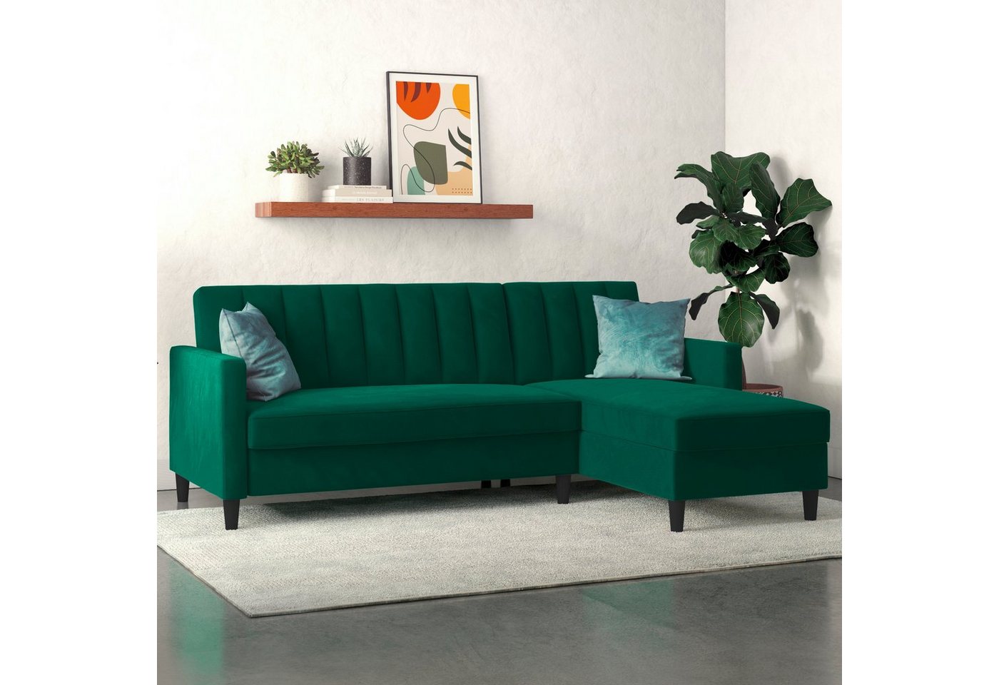 Dorel Home Ecksofa Celine, L-Form, mit Bett-Funktion und Stauraum. Recamiere beidseitig montierbar