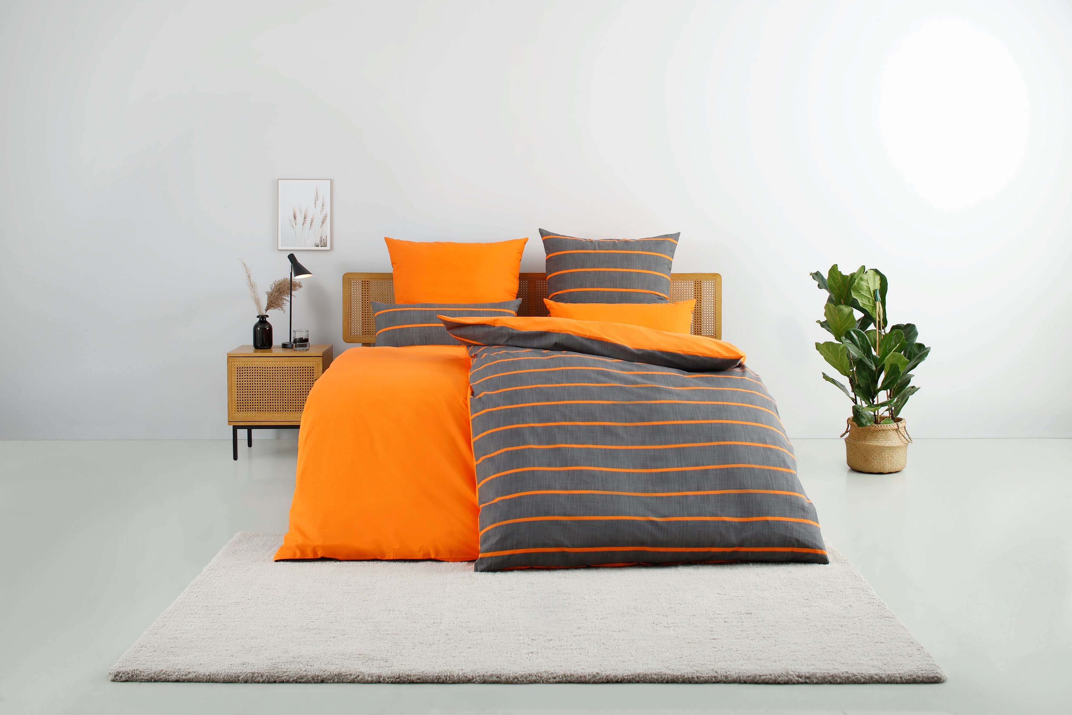 my home Bettwäsche Katja, Linon, 2 teilig, Bettwäsche aus Baumwolle, Bettwä günstig online kaufen