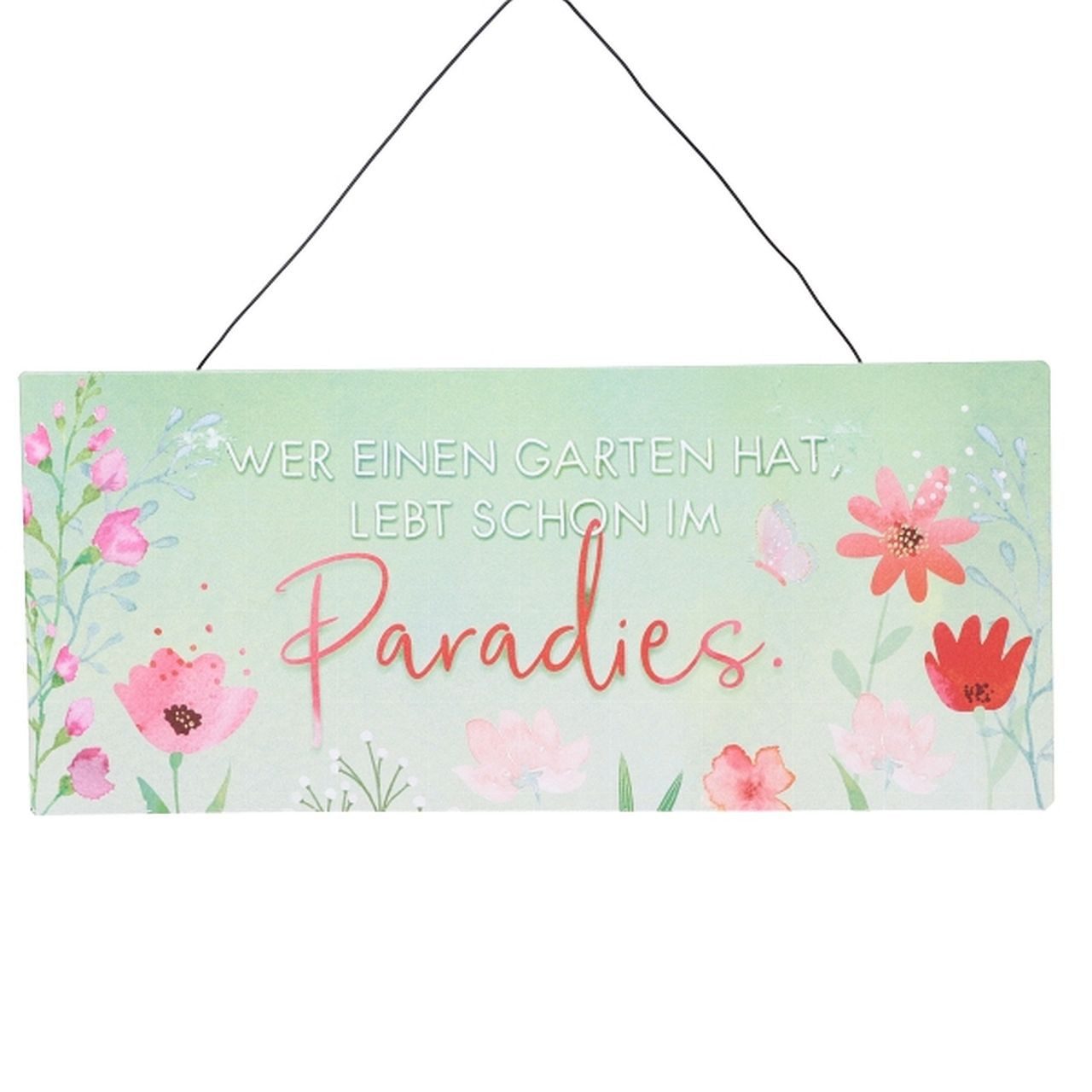 Dragimex Metallschild Blechschild Garten 30 x 13 cm – Wer einen Garten hat, lebt im Paradies