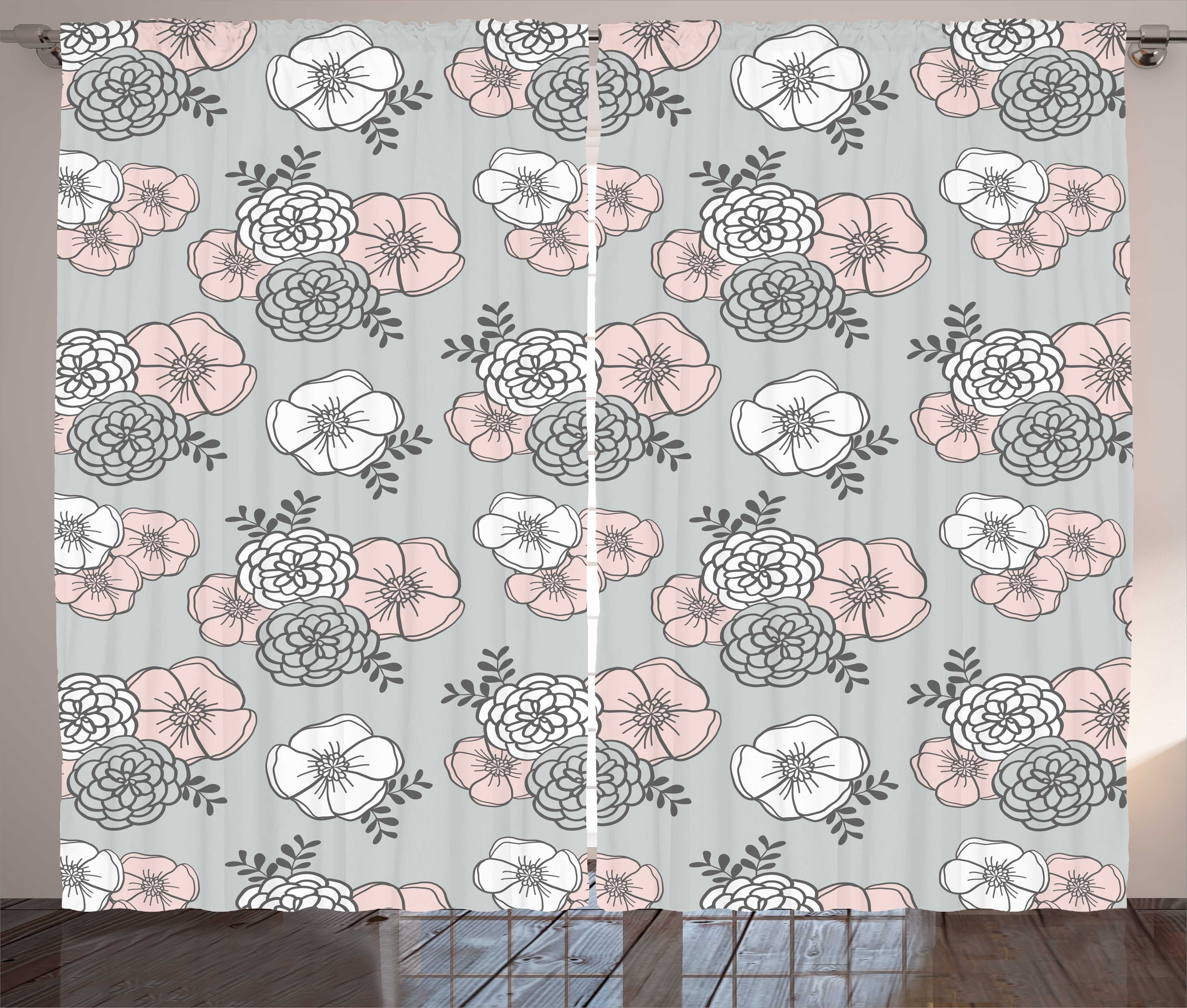 Haken, Kräuselband Gardine Blumen-Muster mit Natur Vorhang Schlafzimmer Bunte und Schlaufen Abakuhaus,