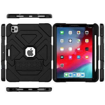 Wigento Tablet-Hülle Für Apple iPad Pro 11.0 Zoll 2018 / iPad Air 2020 4. Gen Hybrid Outdoor Schutzhülle Case Schwarz Tasche Cover Etui