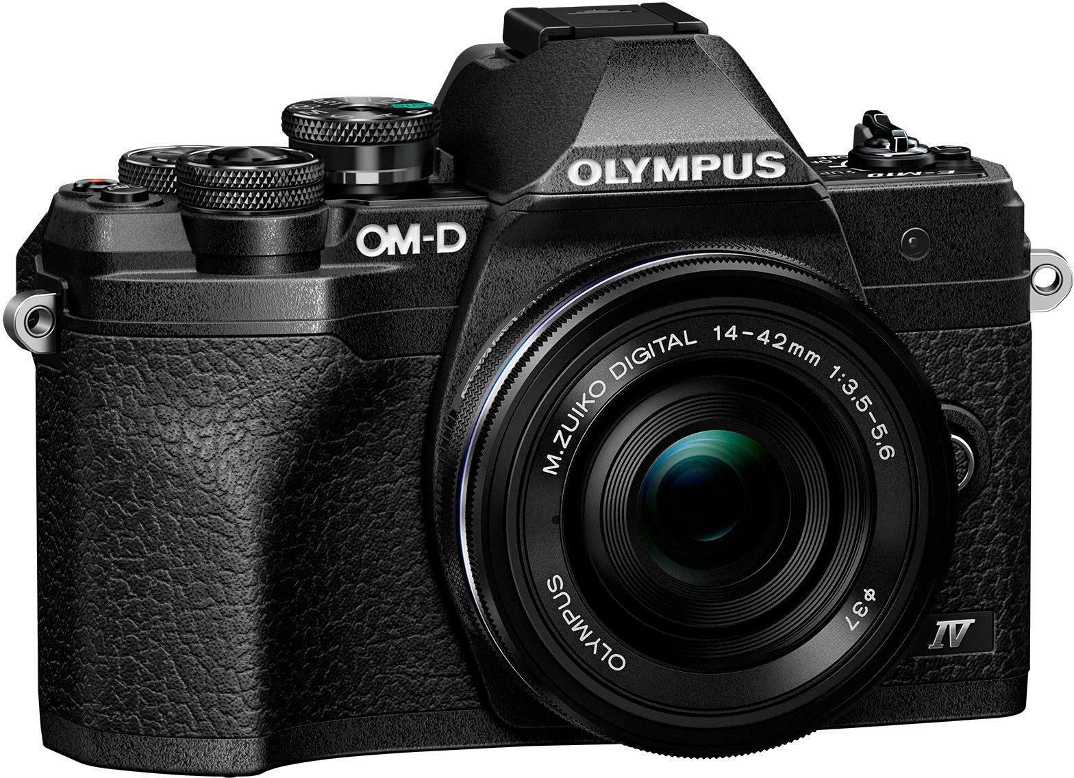 Olympus E-M10 Mark IV Systemkamera (M.Zuiko Digital ED 14‑42mm F3,5-5,6 EZ Pancake, 20,3 MP, Bluetooth, WLAN (WiFi), +BLS-50, F-5AC USB-AC Adapter, USB cable, Shoulder Strap)