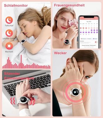 Lige Smartwatch (1,32 Zoll, Android iOS), Damen mit Telefonfunktion IP68 Wasserdicht 100+ Sportmodi Fitnessuhr
