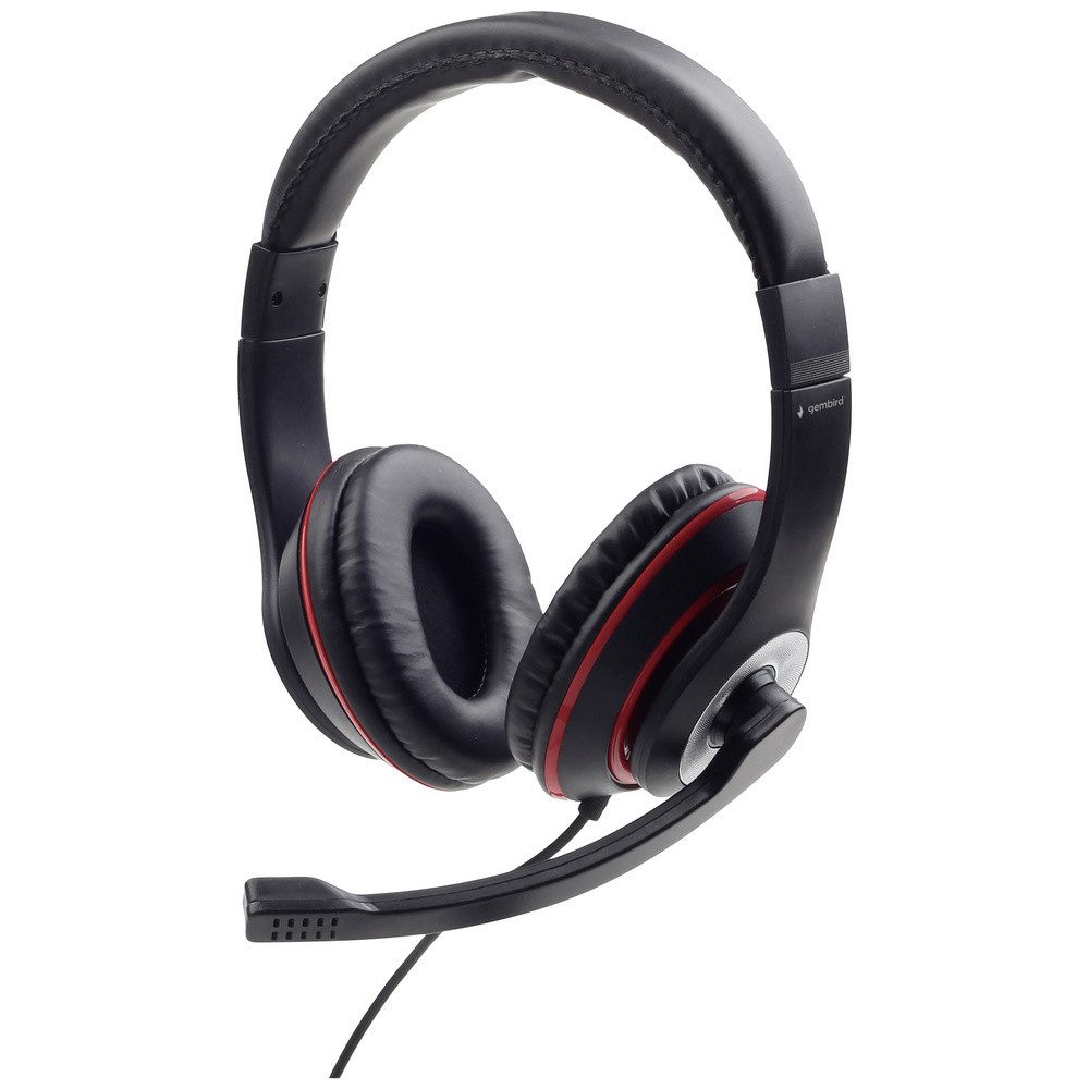 Gembird Gembird Over Ear Headset kabelgebunden Schwarz, Rot Lautstärkerege Kopfhörer