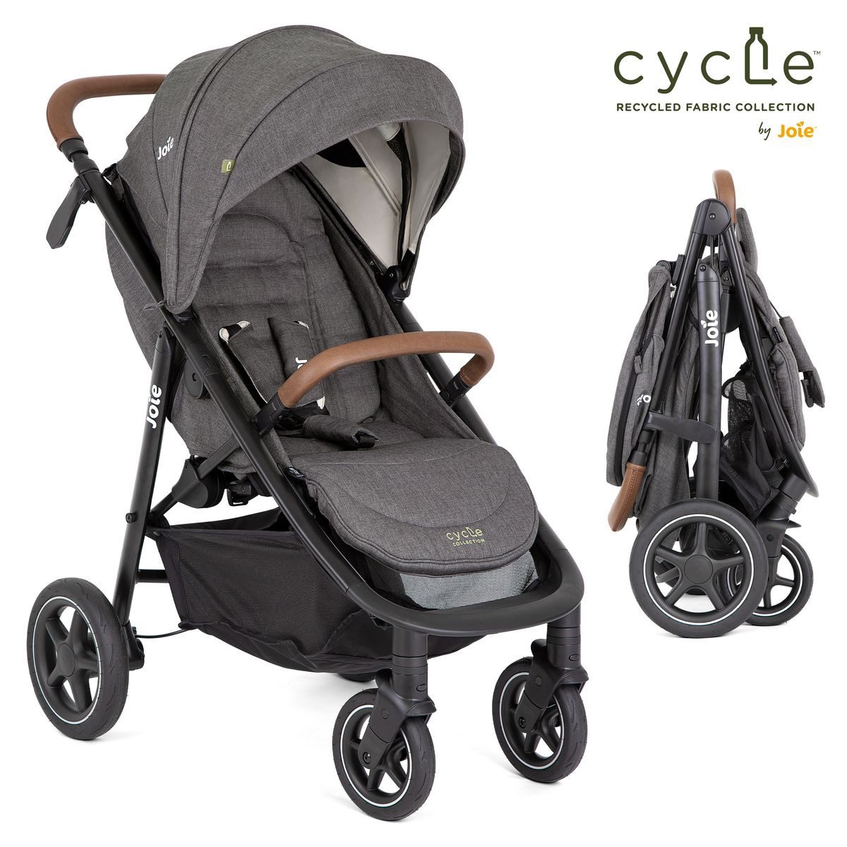 Joie Kinder-Buggy Mytrax Pro - Cycle Collection - Shell Gray, Sportwagen mit Liegefunktion, Getränkehalter & Regenschutz bis 22 kg