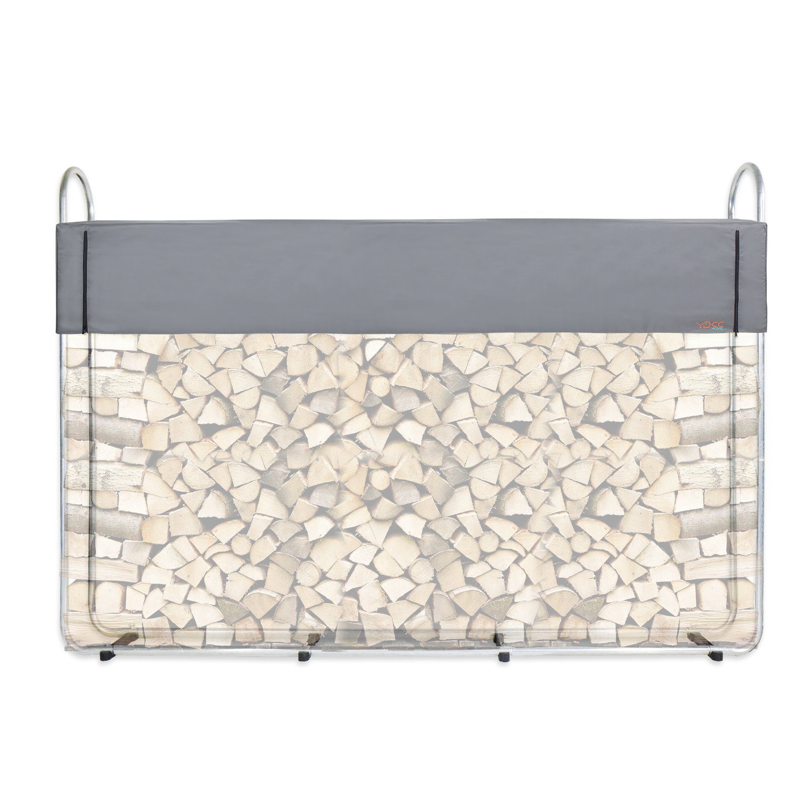 CCLIFE Kaminholzregal Kaminholzregal Metall Aussen Stapelhilfe für Brennholz 230x25x146cm, mit Regenhülle