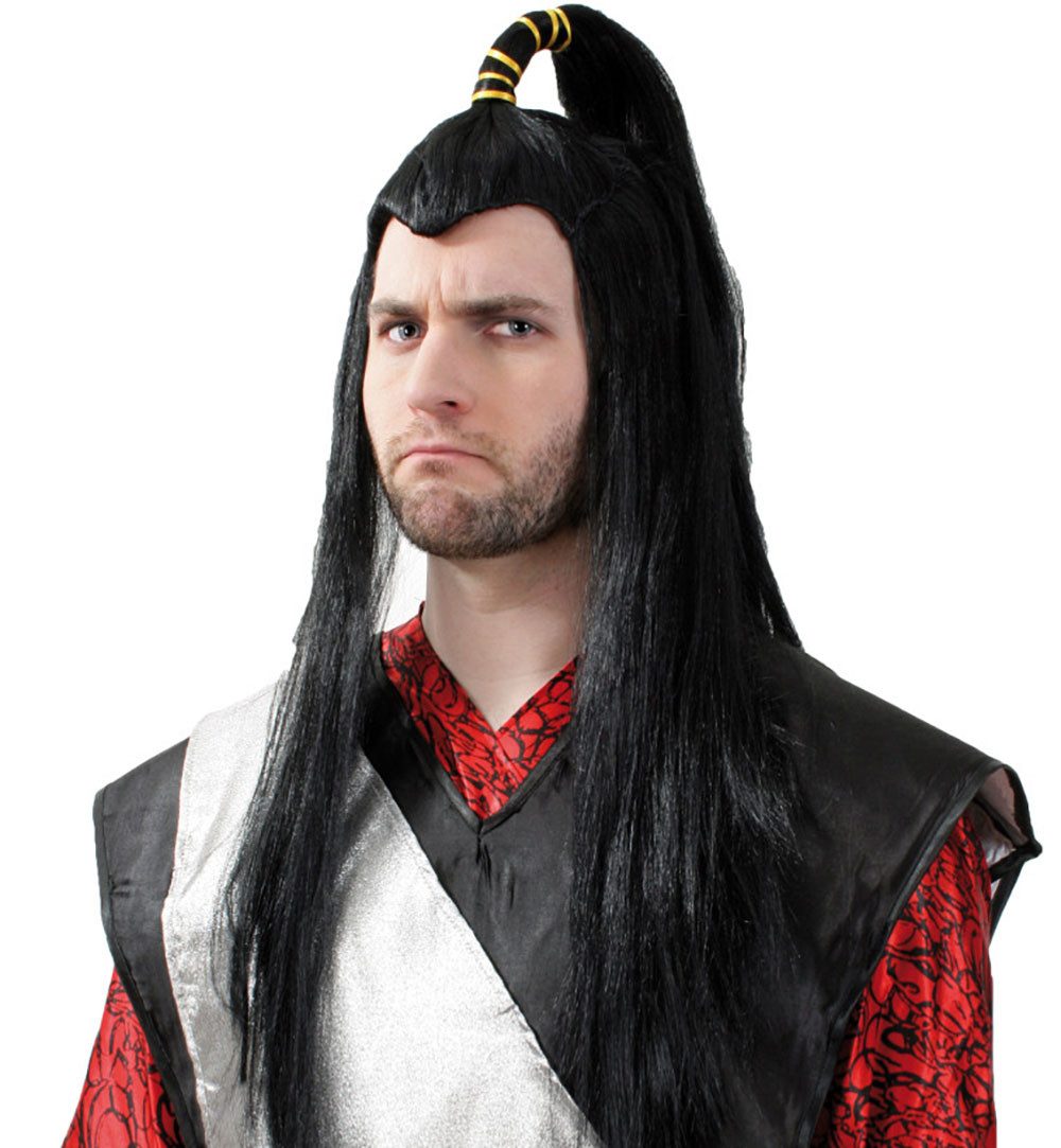 Kostüm-Perücke Samurai Perücke mit Zopf 65 cm lang Japan Kampf Karneval Fasching