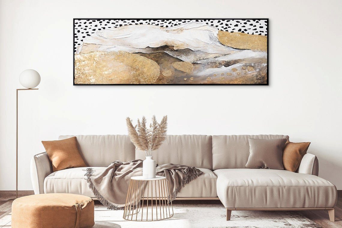 YS-Art Gemälde Kühler Leopardentraum, mit Handgemalt Strukturiertes Bild Leinwand Abstraktes Rahmen