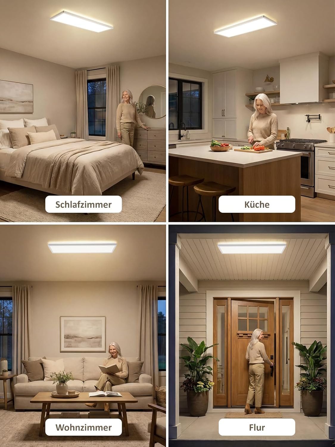 ZMH LED Deckenleuchte LED 4000K 24W mit Radar-Bewegungsmelder Deckenlampe für Flur, LED fest integriert, Neutralweiß, Erfassungsbereich 360°, Abstrahlwinkel 120 – Bild 5 von 5