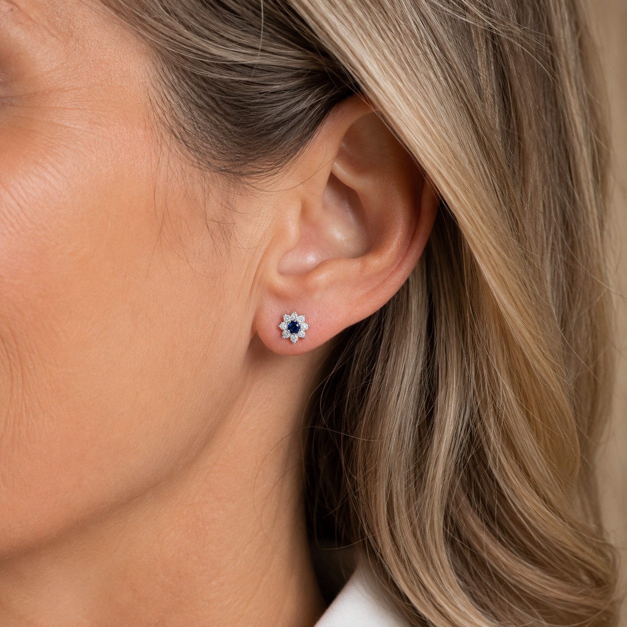 Limana Paar Ohrstecker Blüten Ohrringe Damen 925 Silber Zirkonia Schmuck Geschenk Frau (Echtschmuck inkl. Dose), Geburtstag Jahrestag Hochzeitstag Weihnachten Muttertag Valentinstag