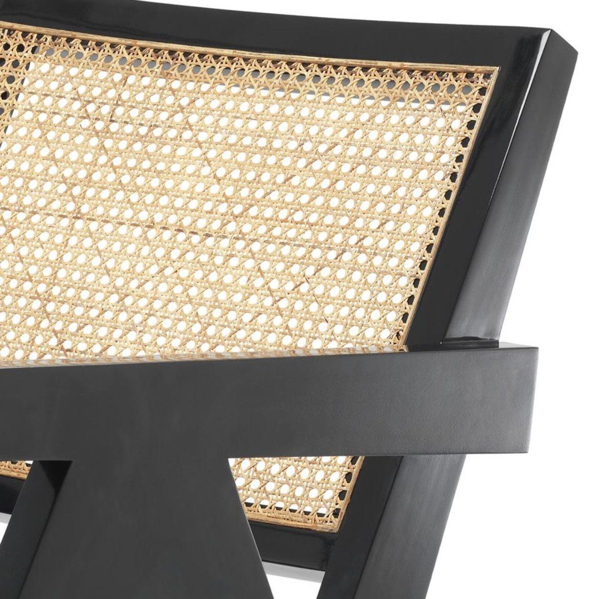 58 70 H. Designermöbel - / Designer naturfarben Armlehnstuhl Armlehnen mit Stuhl schwarz cm 82 Casa in x x Padrino