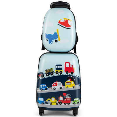 COSTWAY Kinderkoffer 12"+16" mit Rucksack, Kindertrolley