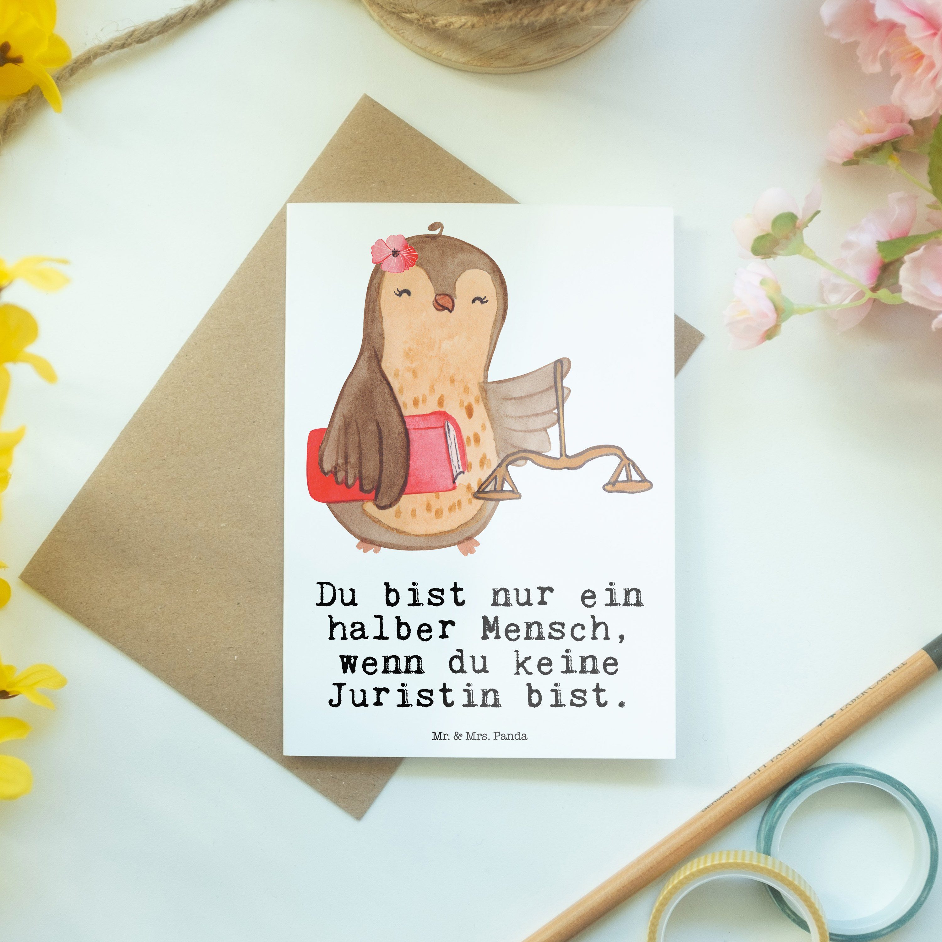 Mr. & Mrs. Weiß mit Klappkarte, Panda Grußkarte - Geschenk, Karte, - Geburtstagska Juristin Herz