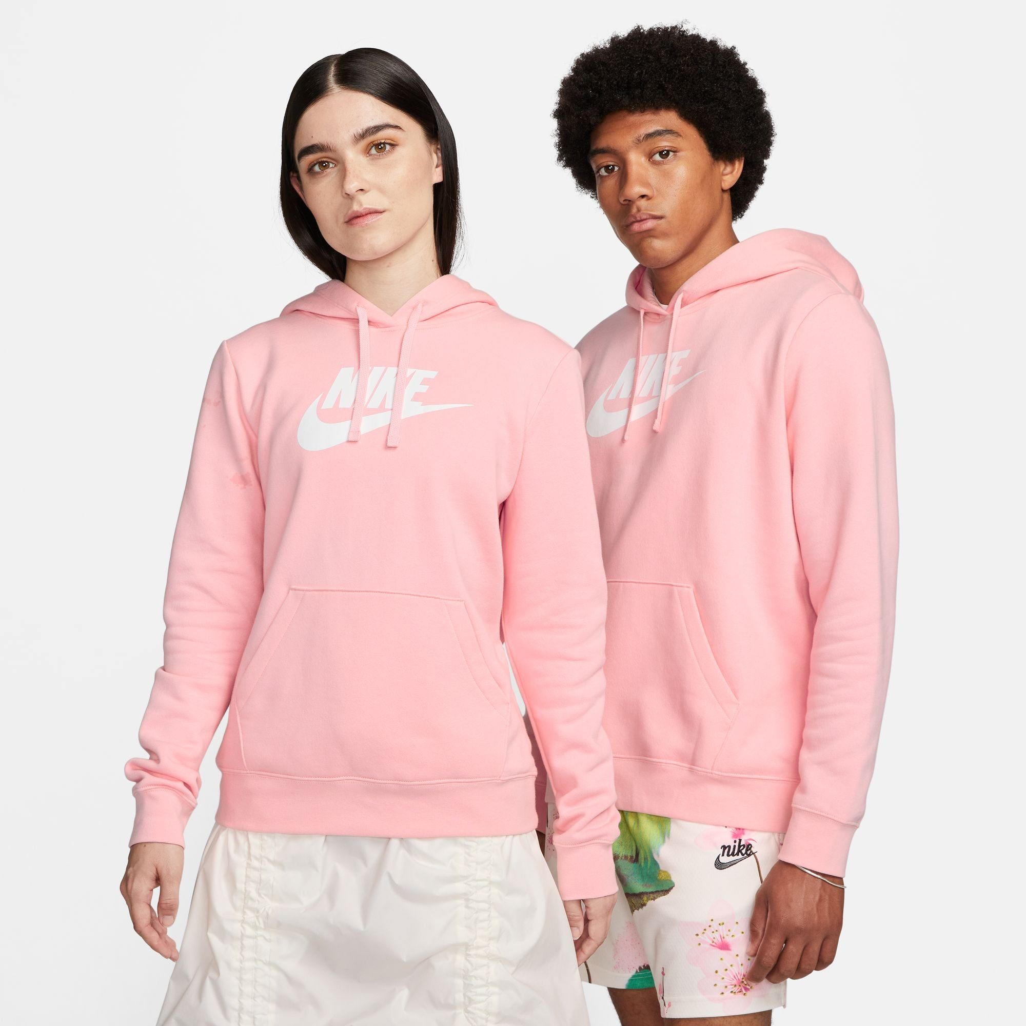 PINK/WHITE Pullover Club SOFT MED Fleece Kapuzensweatshirt Sportswear Hoodie Nike Women's Logo