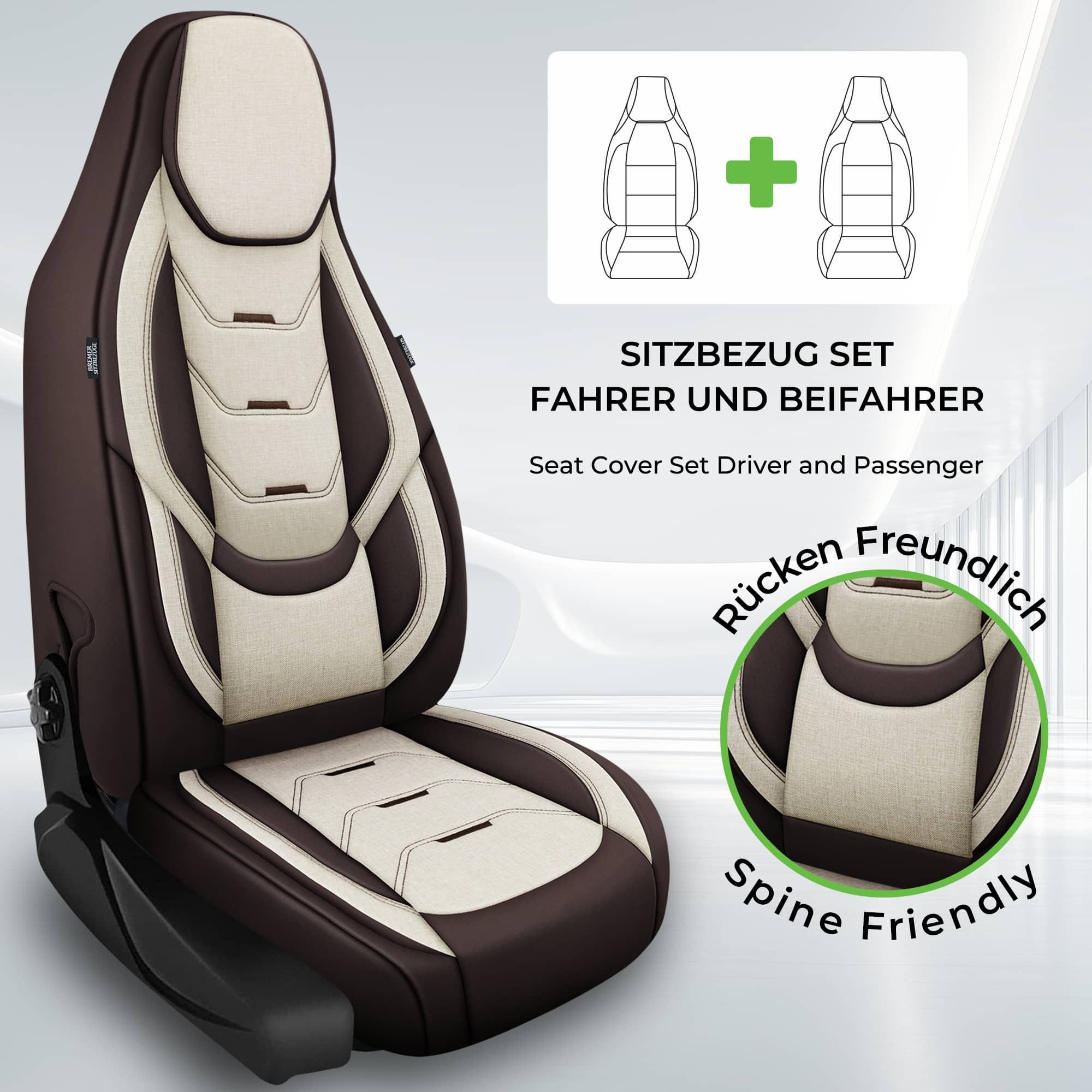 BREMER SITZBEZÜGE Autositzbezug für Opel Corsa F Bj ab 2019 (H10), Set, Schonbezüge Sitzbezüge Fahrer und Beifahrer, in Braun/Beige