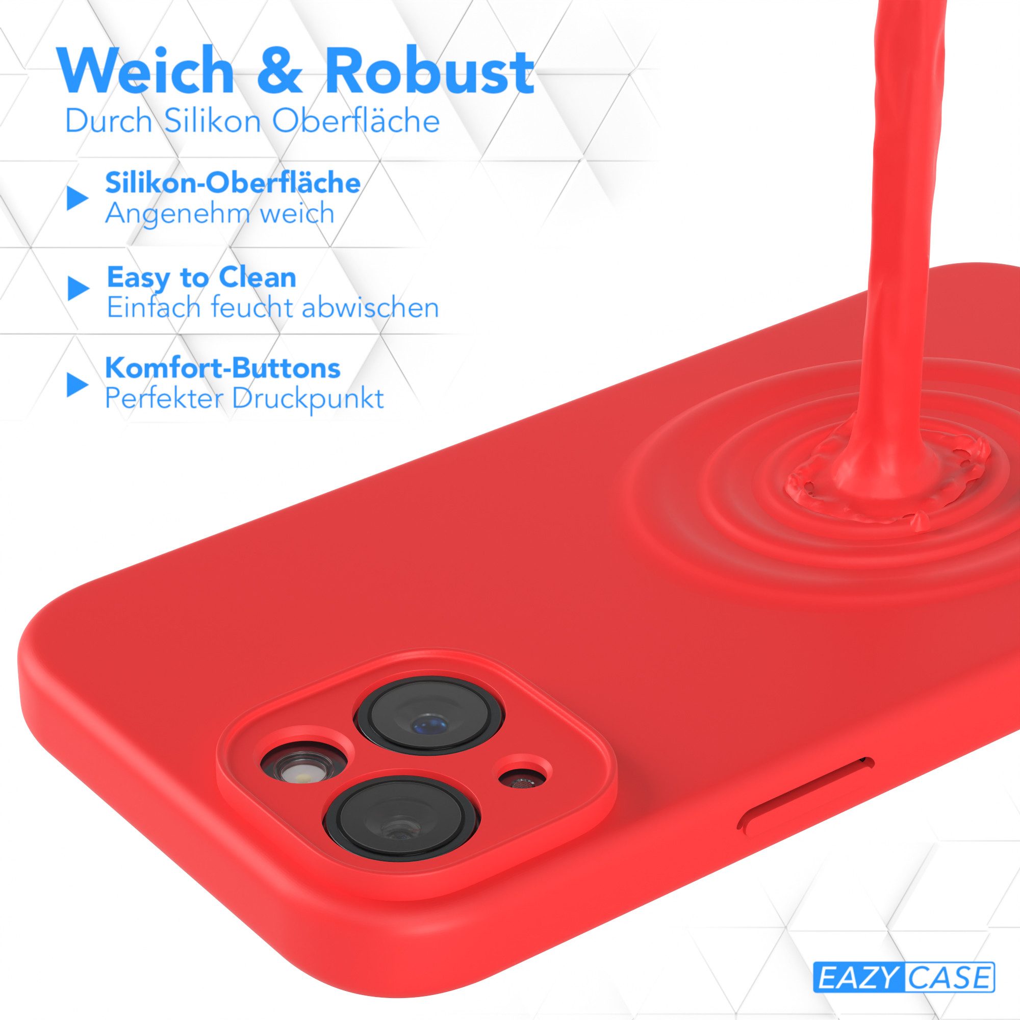 EAZY CASE Handyhülle für Apple iPhone 15 Hülle Silikon 6,1 Zoll, Silikon Schutzhülle mit Kameraschutz stoßfest Handycover elastisch Rot – Bild 5 von 5