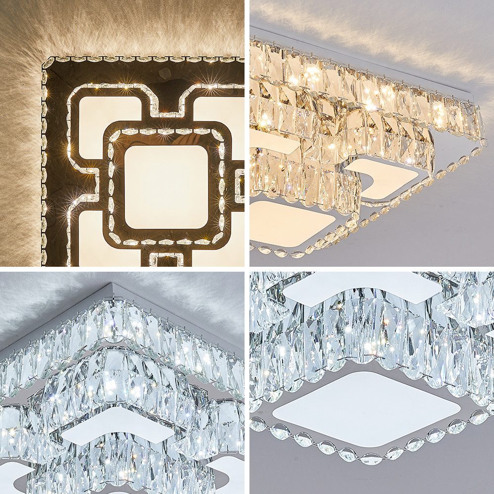 Euroton LED Pendelleuchte LED Pendelleuchte große Kristall Fernbedienung Lichtfarbe einstellbar, LED fest integriert, mit Fernbedienung Lichtfarbe einstellbar kaltweiß-neutralweiß- warmweiß 7000k-3000k stufenlose, Nicht zutreffend