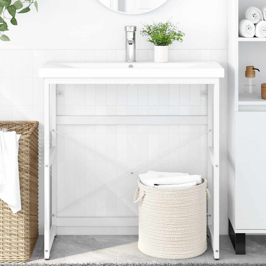 vidaXL Badezimmerspiegelschrank Badezimmer Waschtischgestell Weiß 79x38x83 cm Eisen (1-St)