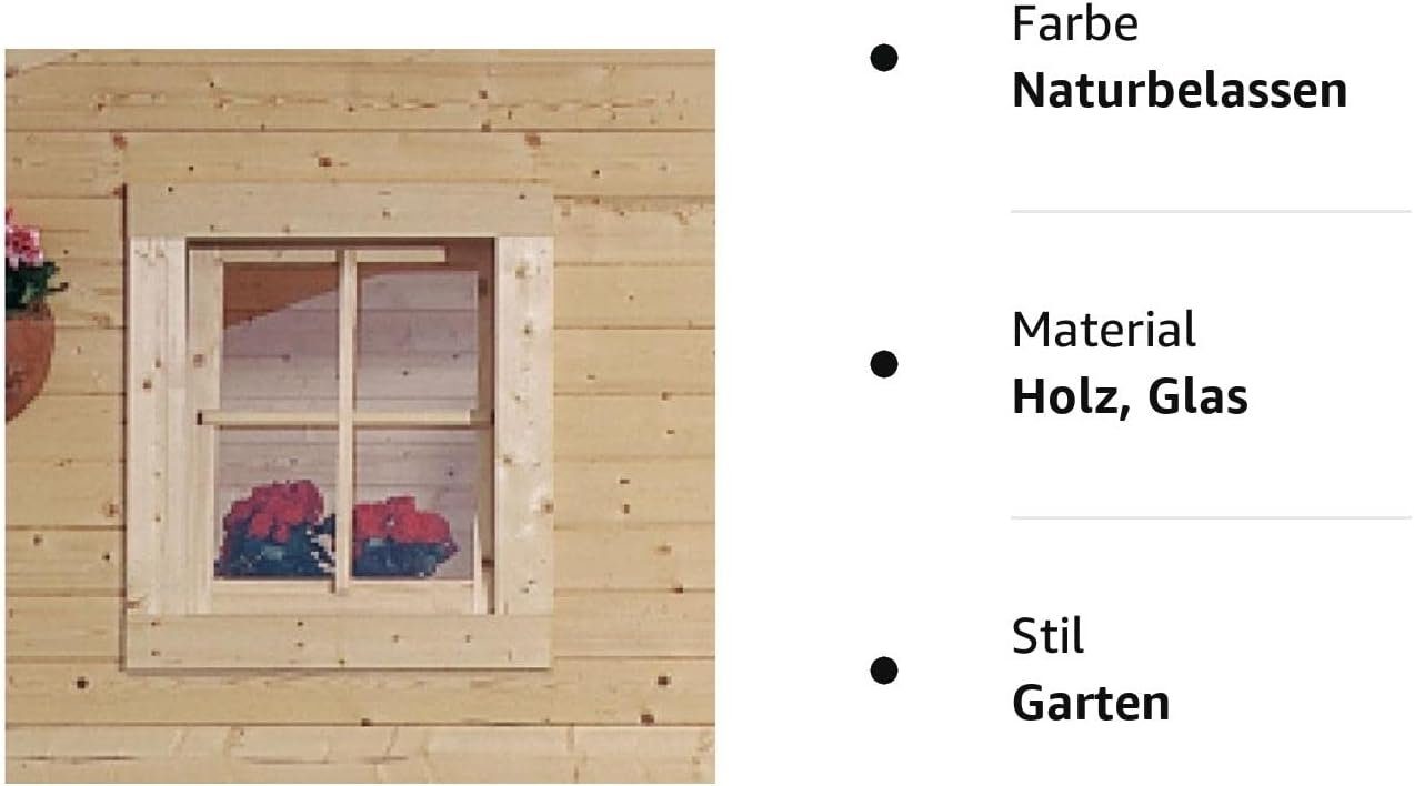 Karibu Fenster Gartenhaus Fenster Echtglas Dreh-/Kippfenster Naturbelassen, (1 Stück), aus nordischer Fichte