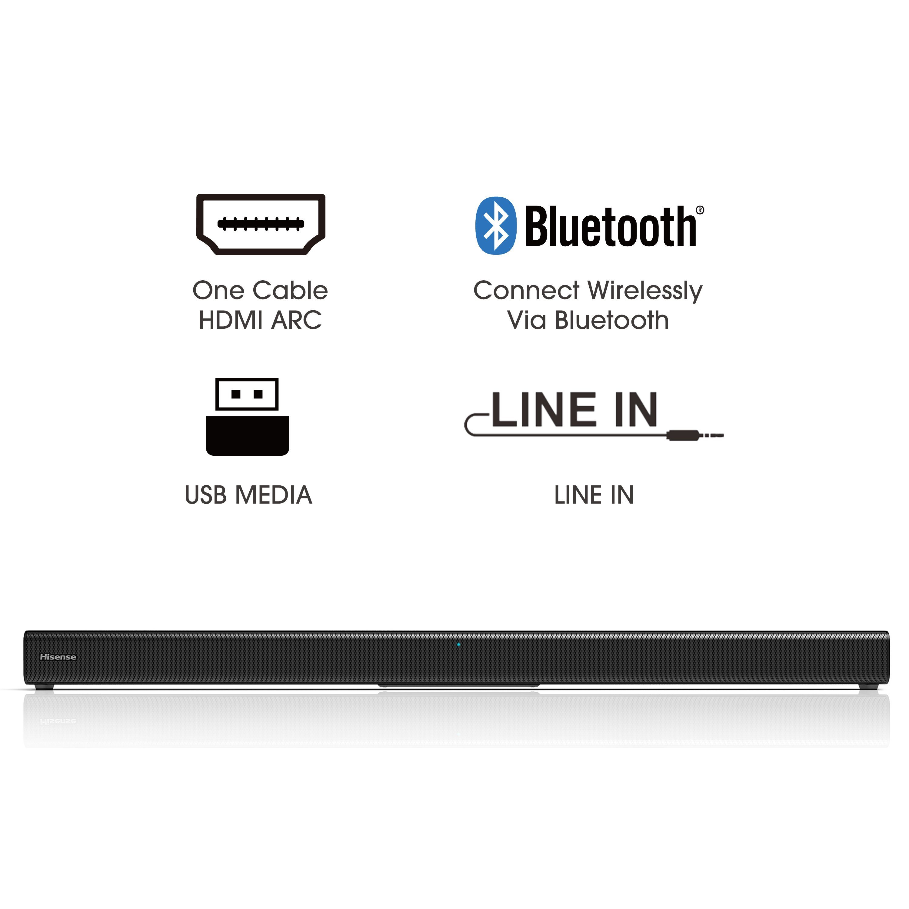 2.0 2.0 HS205G Hisense schwarz 120 Kanal Soundbar Soundbar, 120 (Bluetooth, W) Watt,