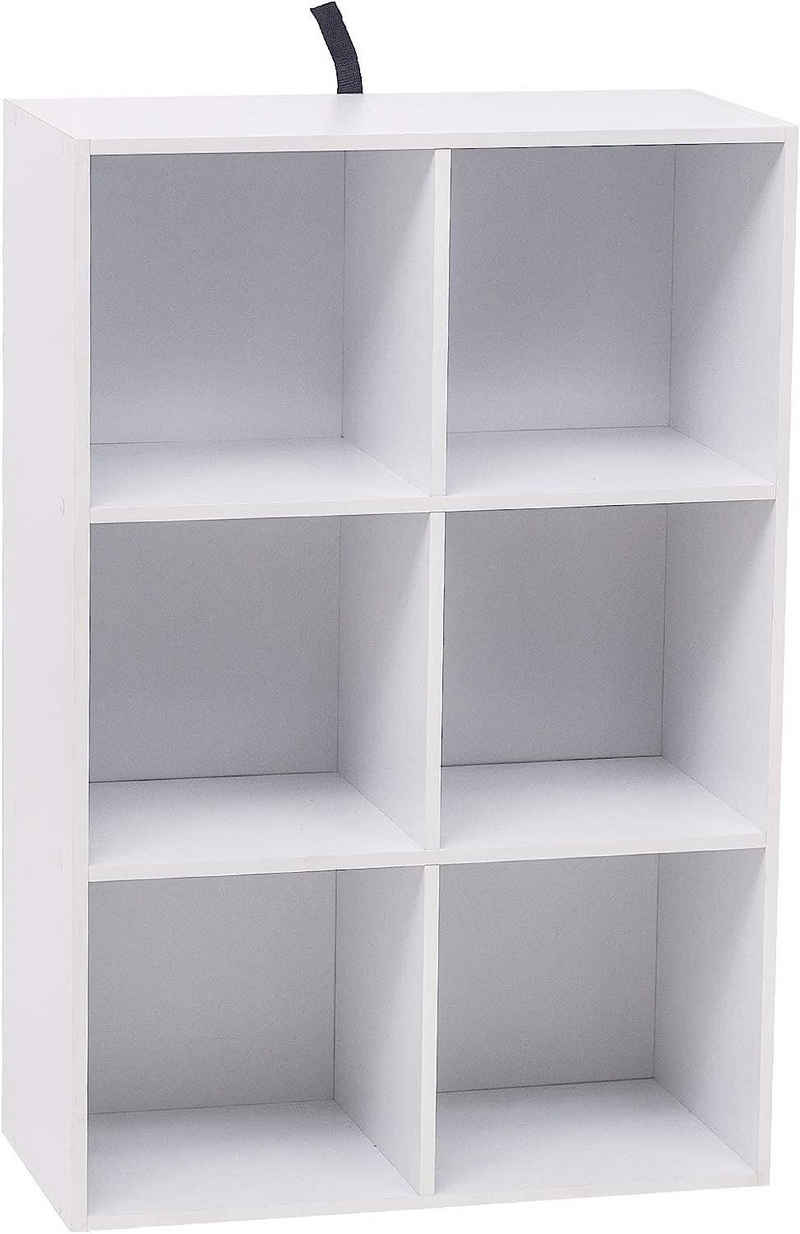 Woltu Bücherregal, 1-tlg., Würfelregal 6 Fächer aus MDF 60x30x89 cm Weiß