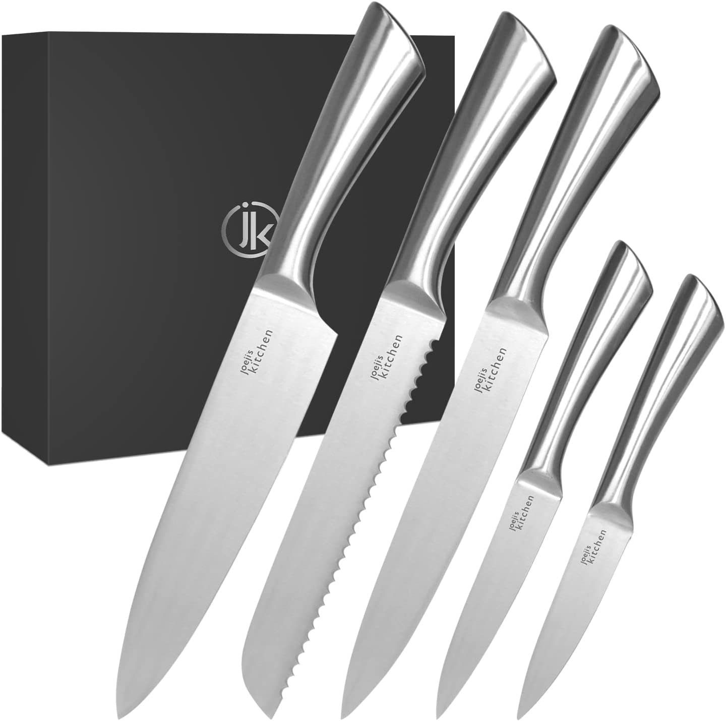 JOEJI’S KITCHEN Universalküchenmesser 5-in-1 Messerset aus Edelstahl - Scharfe Küchenmesser Set