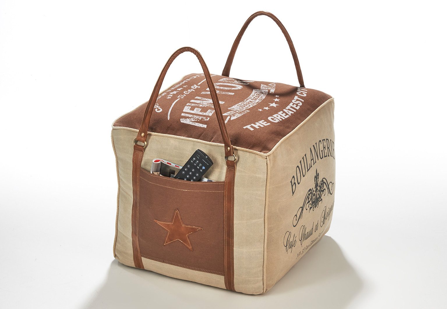 Kobolo Sitzwürfel Sitzpouf Pouf Hocker BOULANGERIE aus Canvas (1 Stück, mit günstig online kaufen