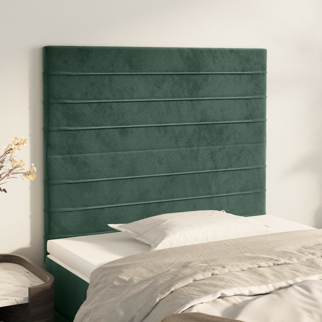 vidaXL Bett, Kopfteile 2 Stk. Dunkelgrün 80x5x78/88 cm Samt günstig online kaufen