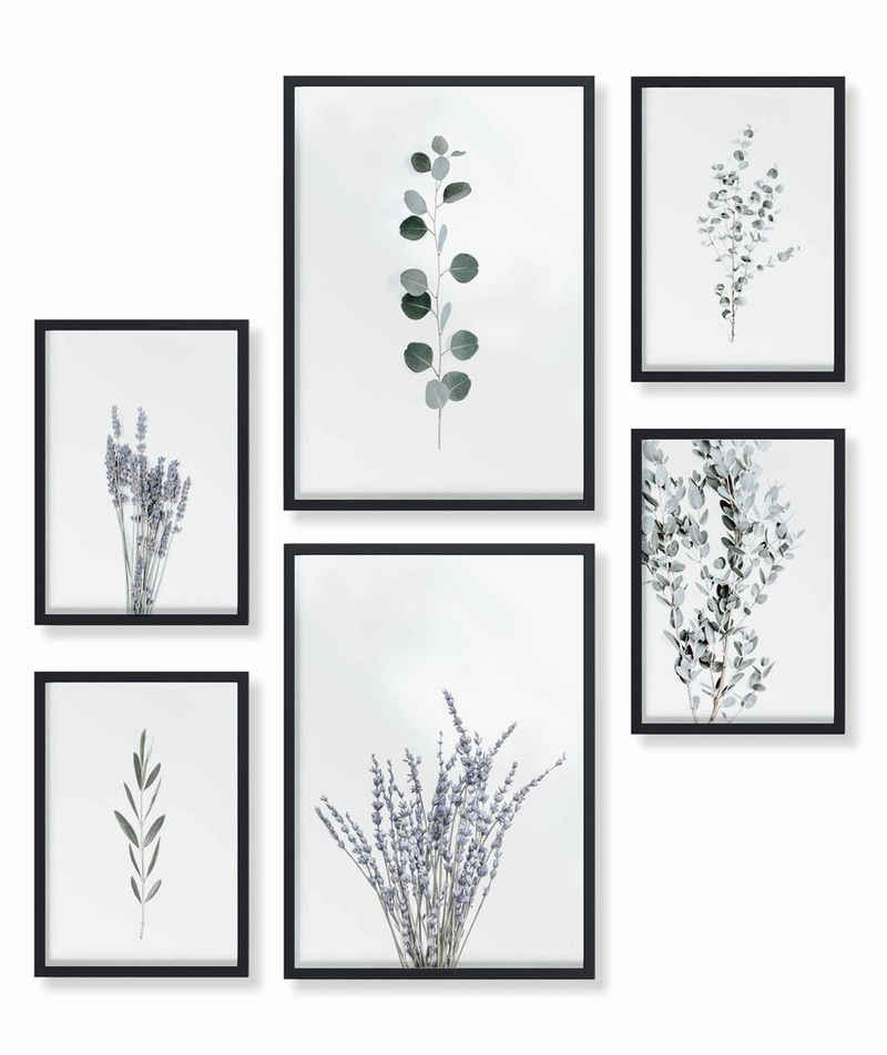 Heimlich Poster Set als Wohnzimmer Deko, Bilder DINA3 & DINA4, Eukalyptus & Lavendel, Pflanzen