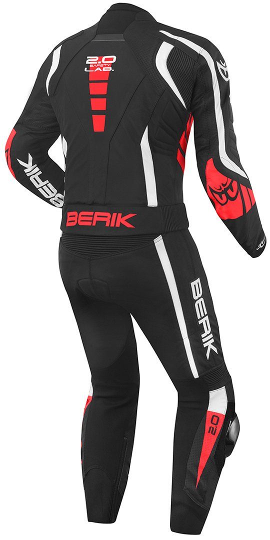 Black/White/Red Lederkombi Motorrad 2-Teiler Berik Zakura Motorradkombi