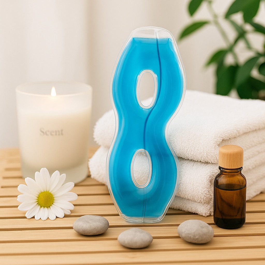 what the shop Augenmaske Blau mit Gel – kühlend, weich & verstellbar, ca. 24 cm, 1-tlg., Sofortige Augenentspannung & kühlende Erholung