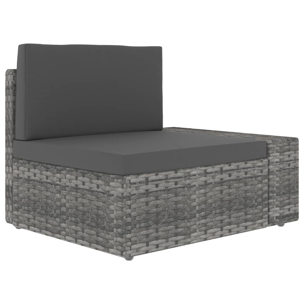 vidaXL Loungesofa Modulares Sofa-Eckteil mit Armlehne (links) Poly Rattan Grau, 1 Teile