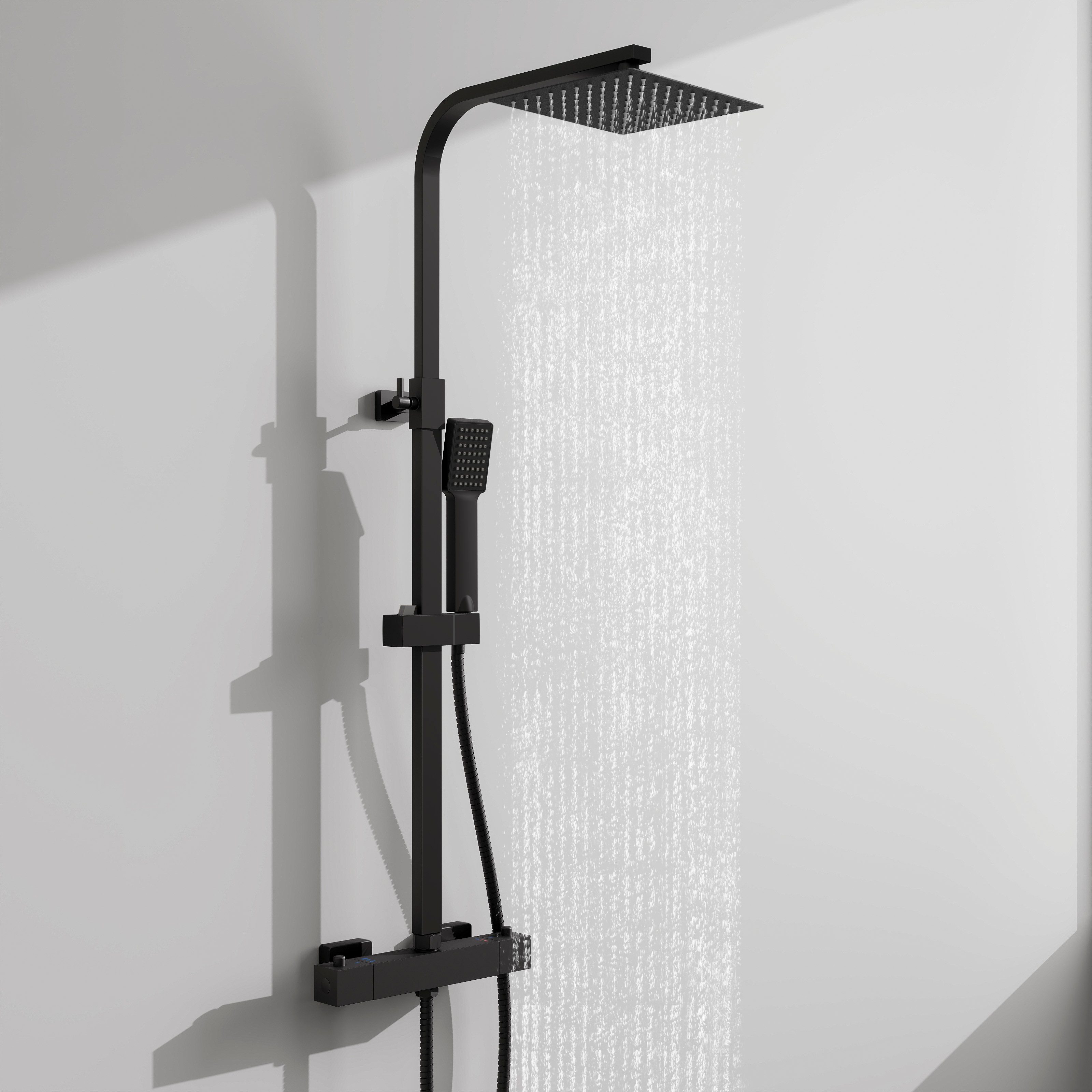 Duschsystem Duschset mit Thermostat 38℃ verstellbare Duschstange aus Edelstahl