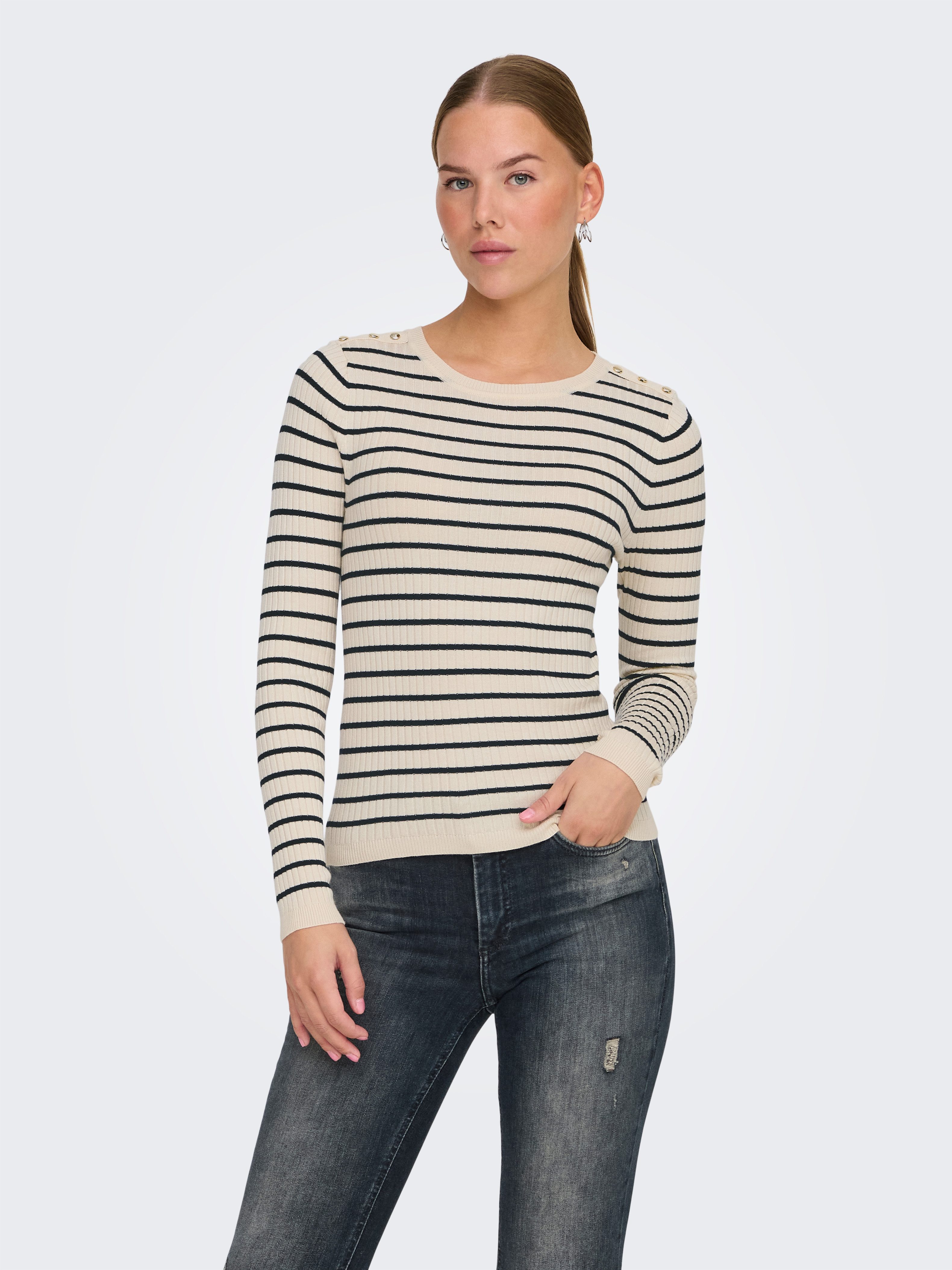 ONLY Strickpullover ONLMILA LS STRIPE BUTTON günstig online kaufen