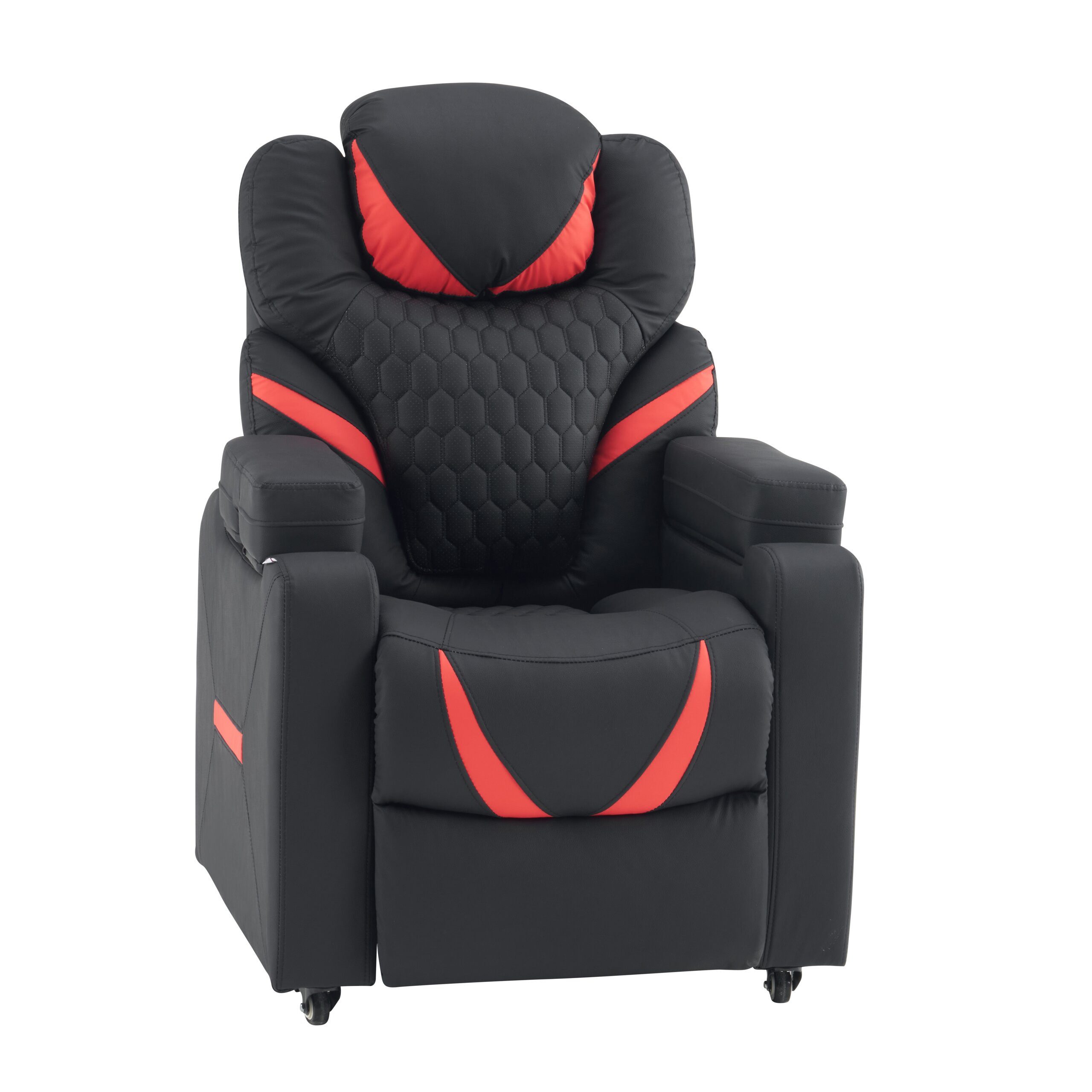 hjh OFFICE Loungesessel Game Sport RX Polstersessel Kunstleder, Gaming Relax Sessel mit Kopfstütze, 90–170° Neigungswinkel, drehbar