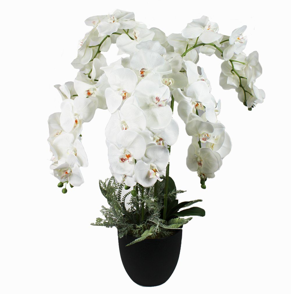 Kunstorchidee Kunstpflanze KP8100 XXL 110 Weiß, im Arnusa, fertig cm, Höhe Topf Orchidee