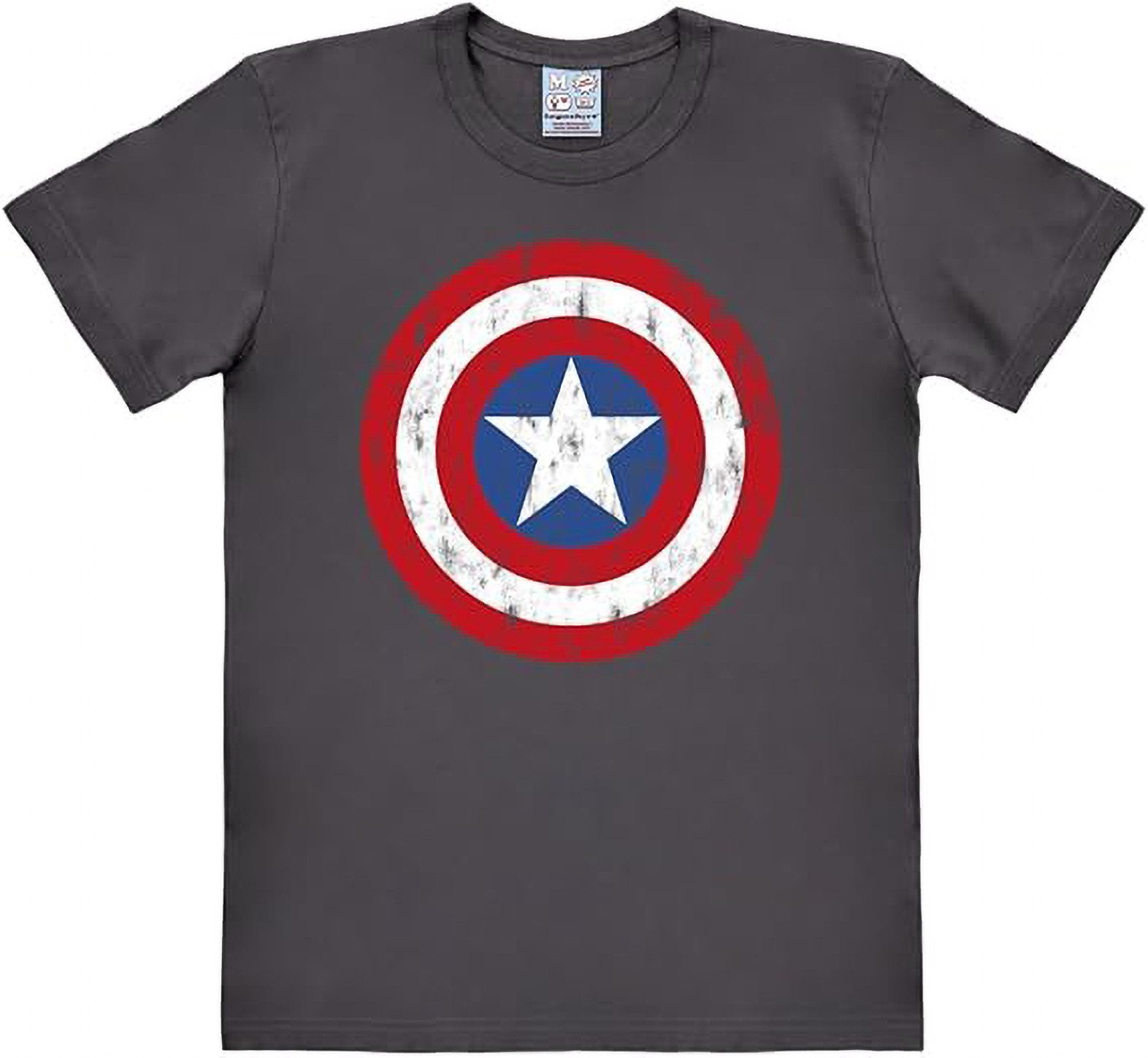 LOGOSHIRT Print-Shirt Captain America Shield T-Shirt Graphite Original Design aus dem Marvel Universum