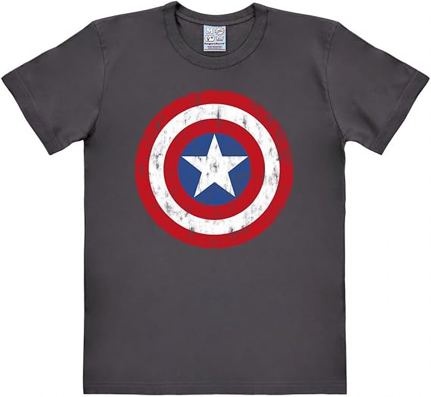 LOGOSHIRT Print-Shirt Captain America Shield T-Shirt Graphite Original Design aus dem Marvel Universum