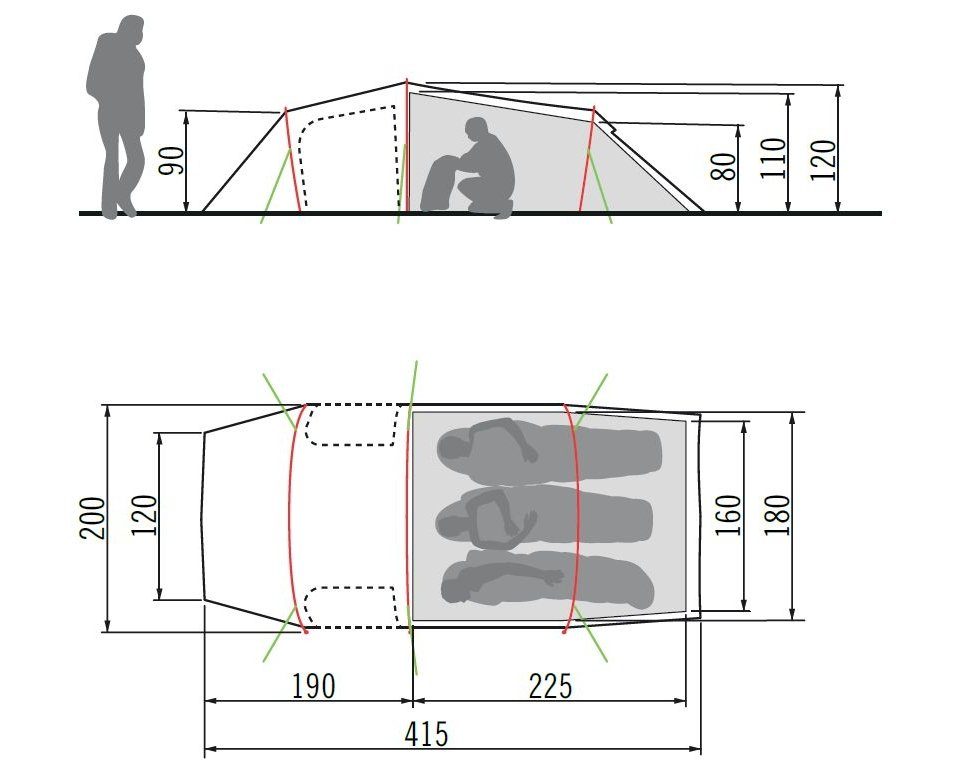 VAUDE Gruppenzelt VauDe Ferret XT 3P Comfort Tunnelzelt (3,75kg)
