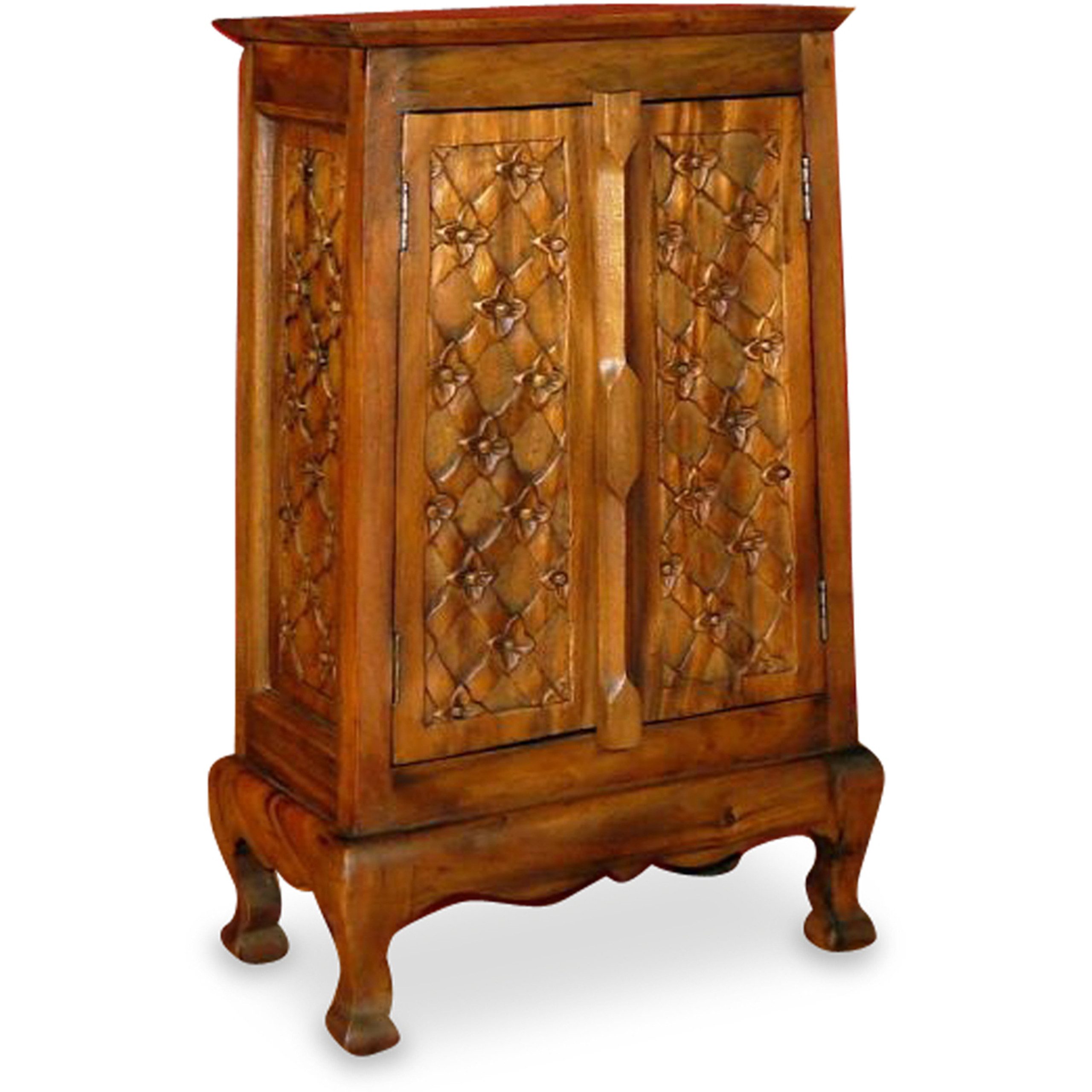 livasia Midischrank mit Blumenschnitzerei, handgefertigt, Akazienholz, günstig online kaufen